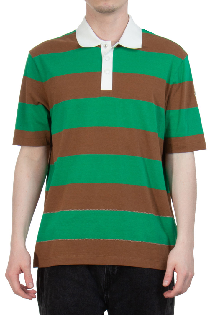 MONCLER Striped Cotton Polo Shirt