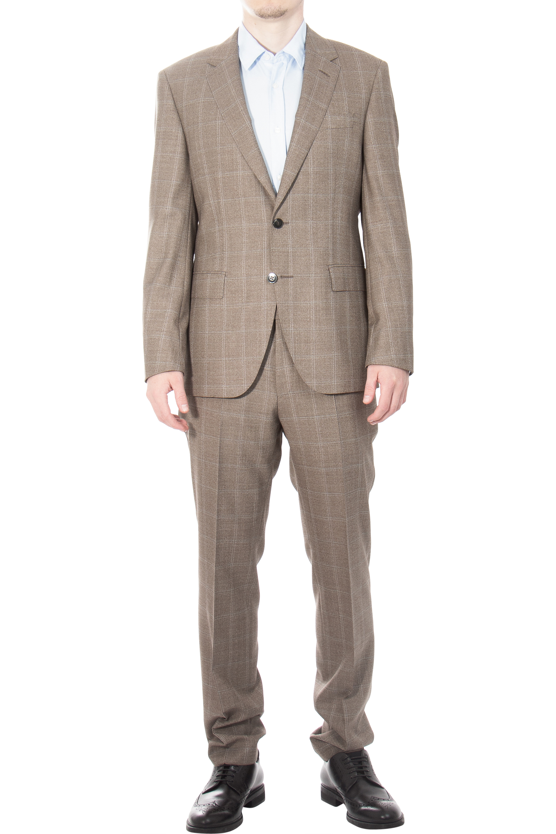 BOSS Checked Slim Fit Virgin Wool Suit L-Harvers