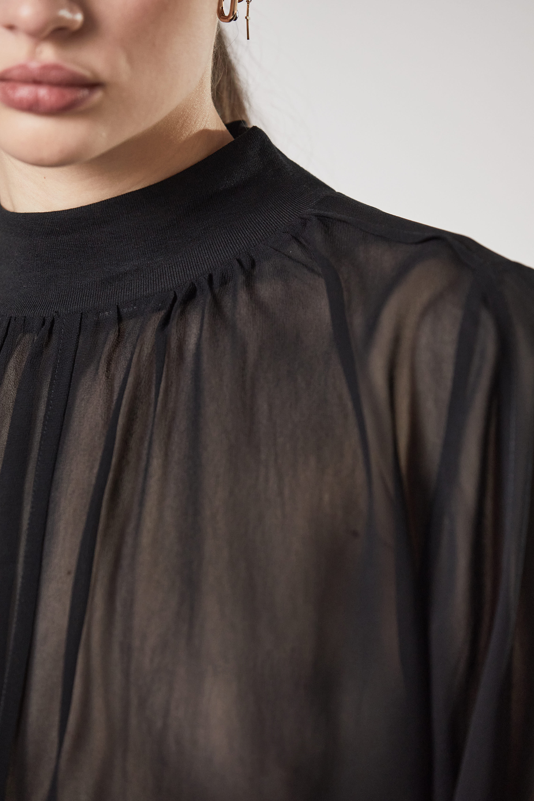 THOM KROM Transparent Rayon Turtleneck Blouse