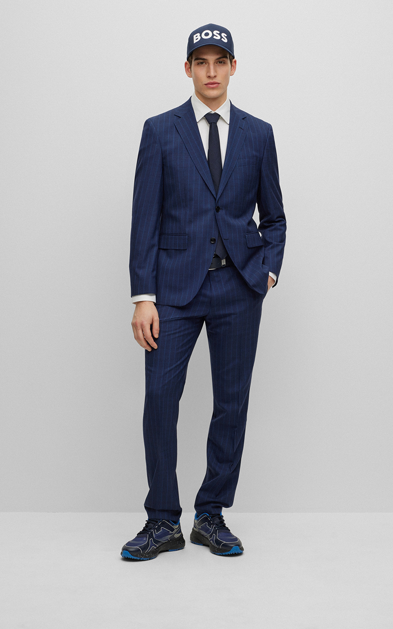 BOSS Regular Fit Striped Virgin Wool Suit H-Jeckson 