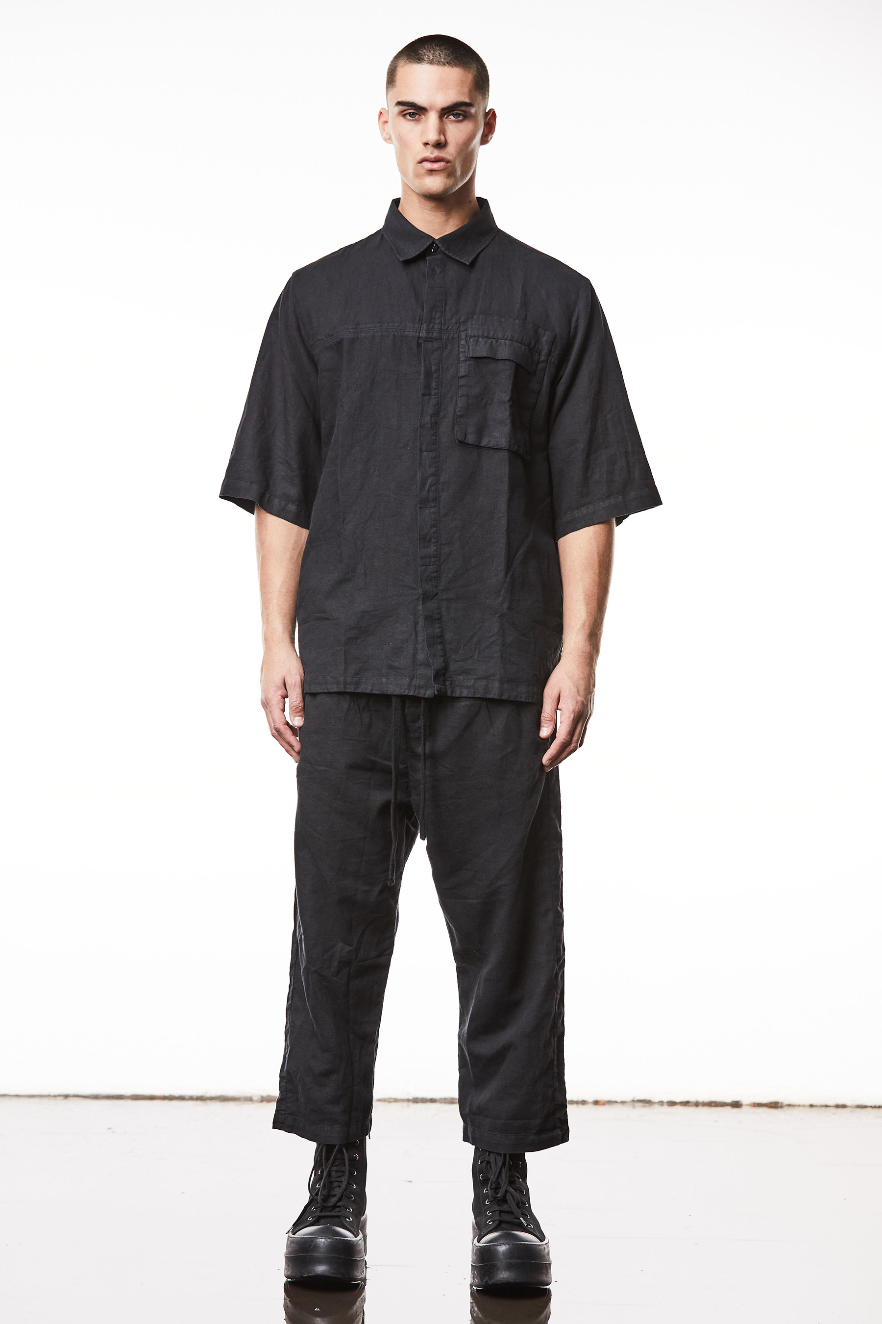 THOM KROM Relaxed Fit Washed Linen-Cotton Blend Shirt