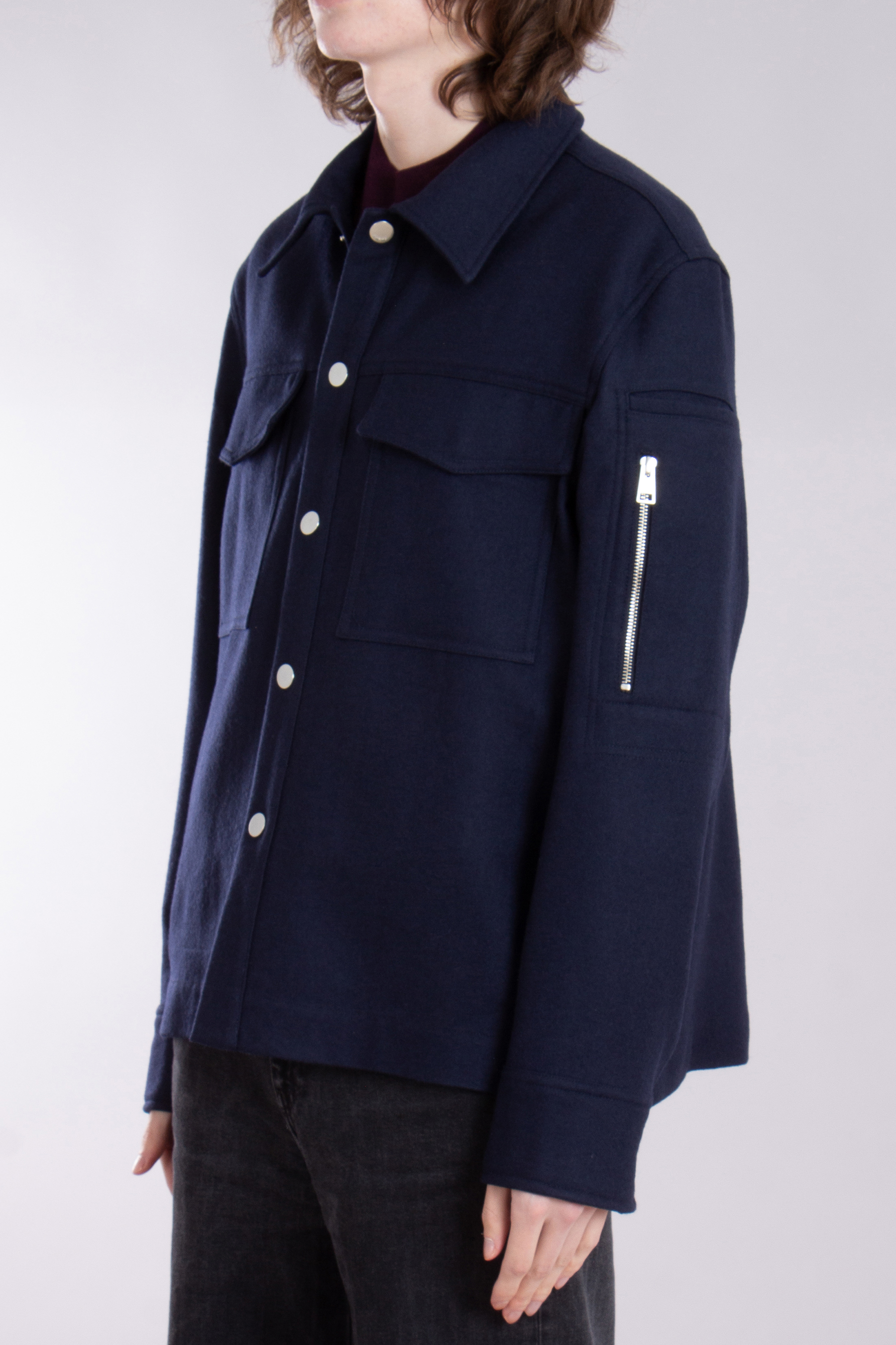 AMI PARIS Casual Fit Dry Wool Gabardine Overshirt