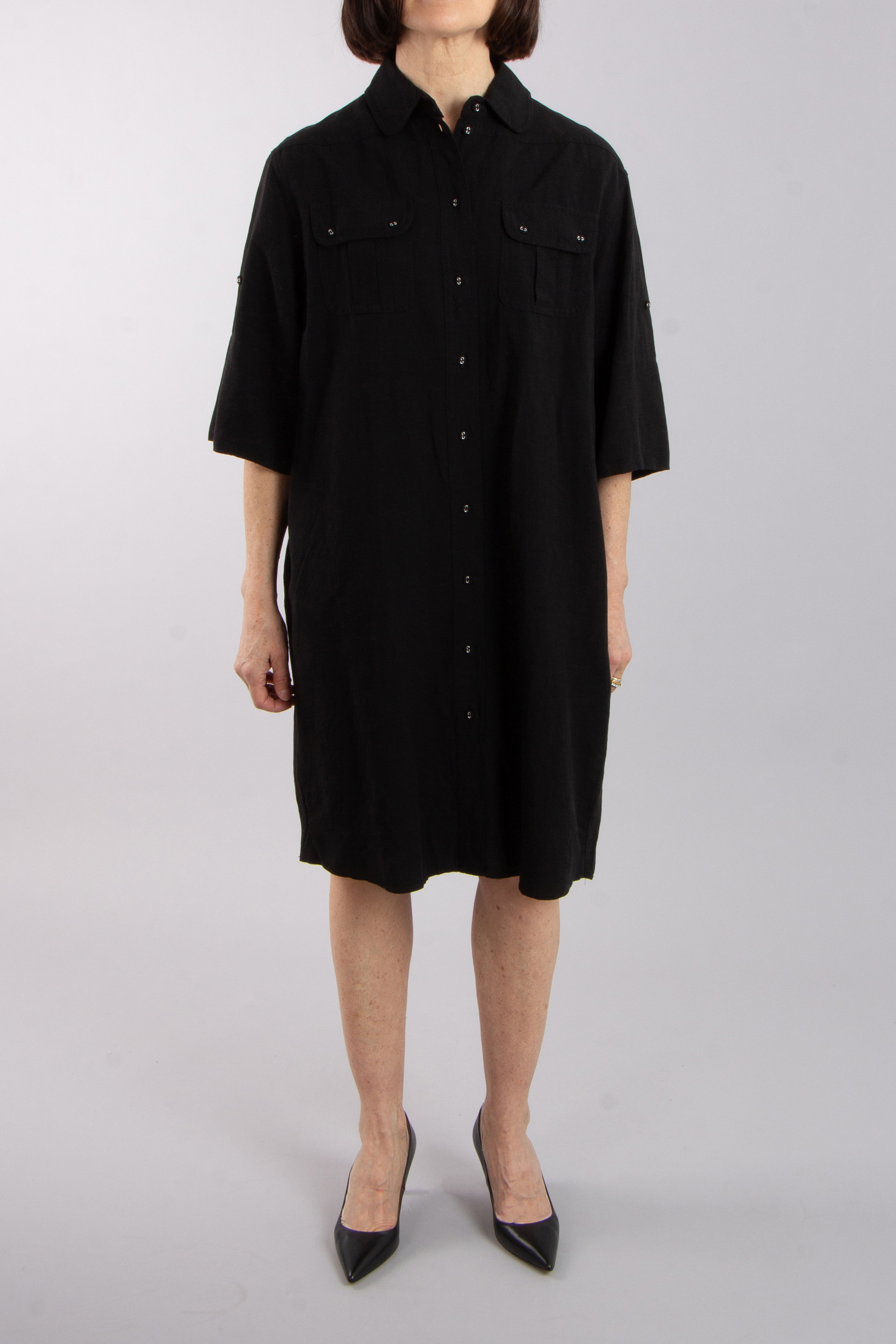 0039 ITALY Linen Blend Shirt Dress Cinzia