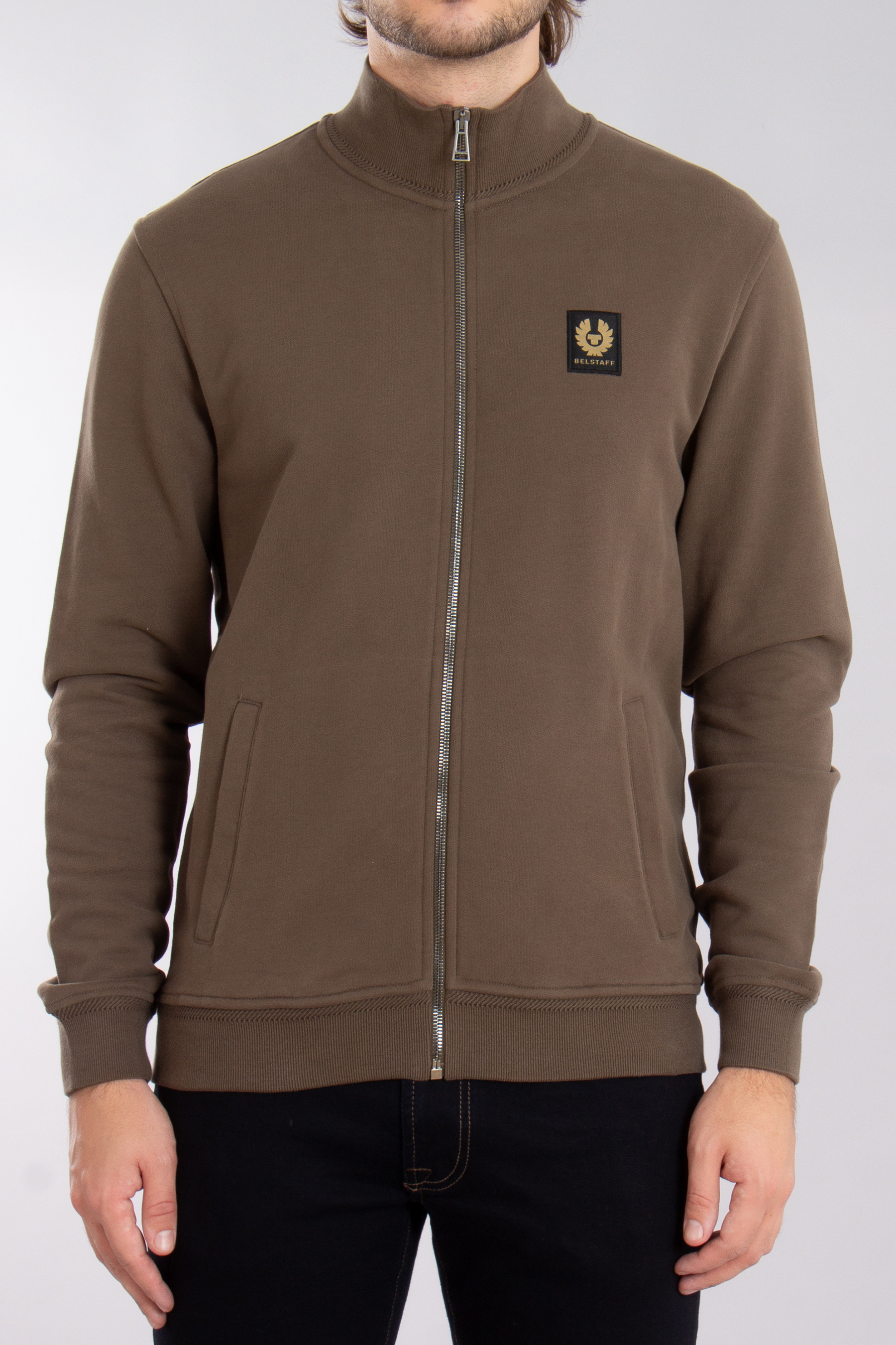 BELSTAFF Loopback Cotton Fleece Full Zip Sweatshirt