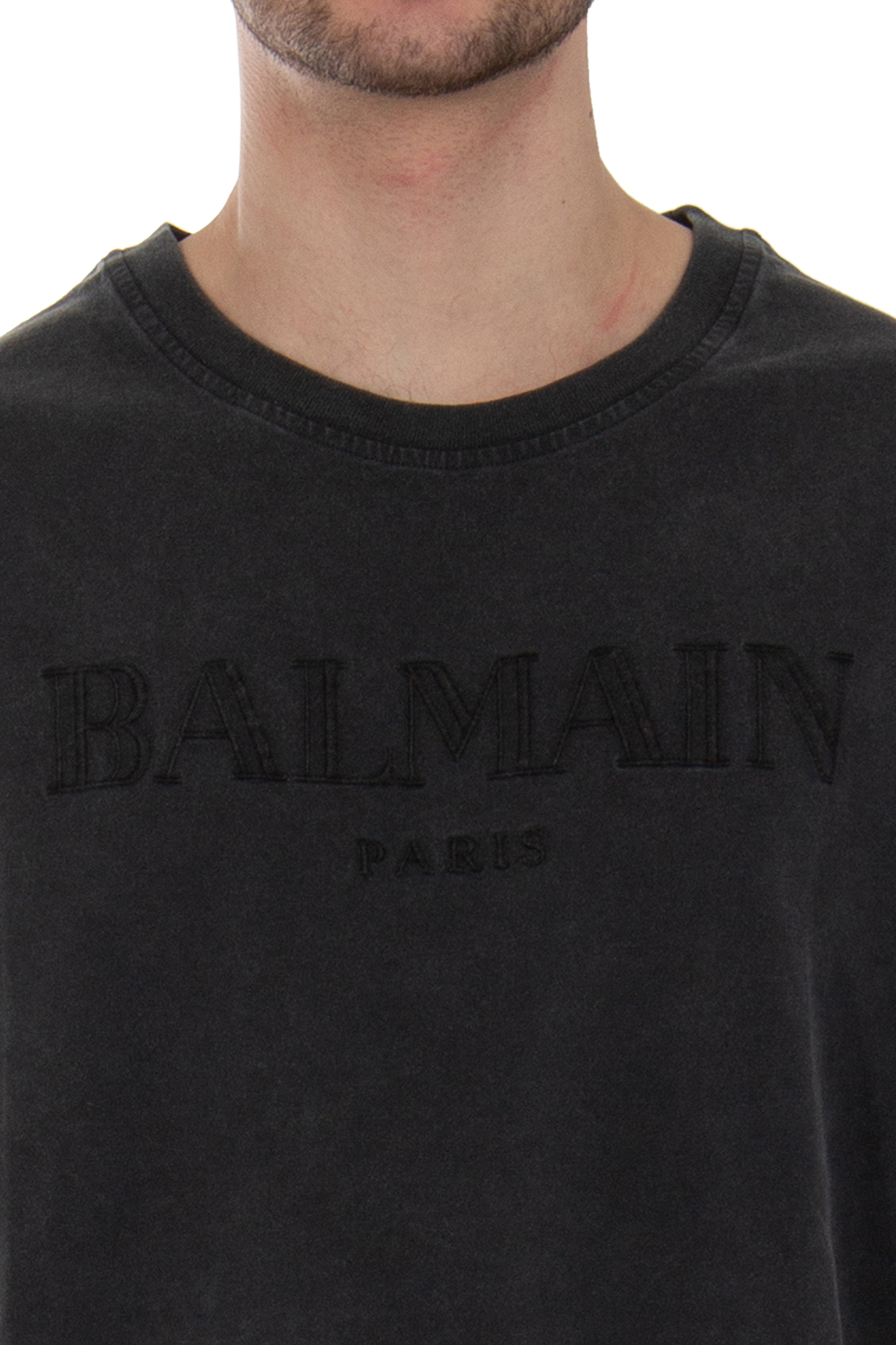 BALMAIN Embroidered Organic Cotton Vintage T-Shirt