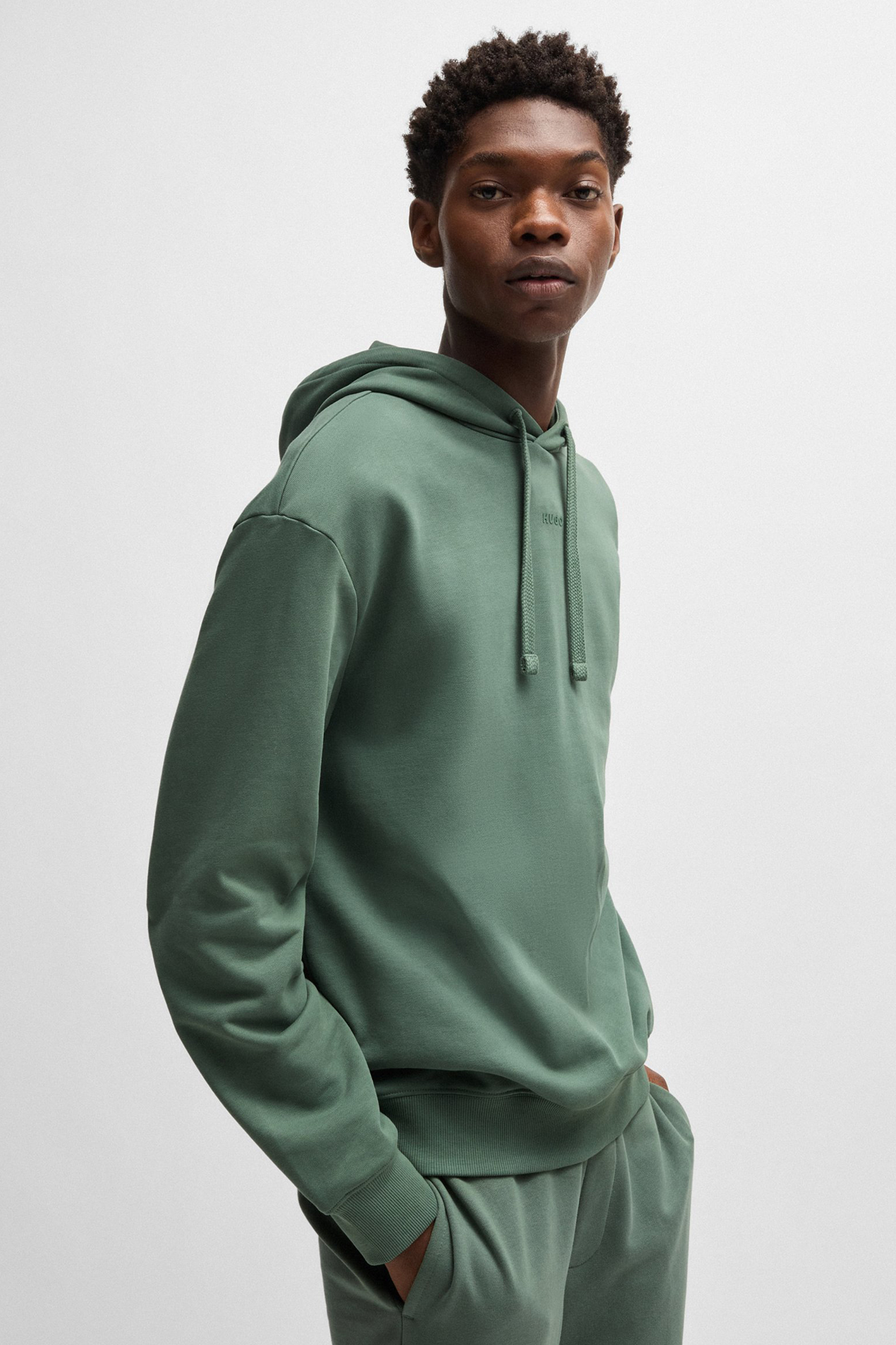 HUGO Relaxed Fit Printed Cotton Terry Hoodie Dapo