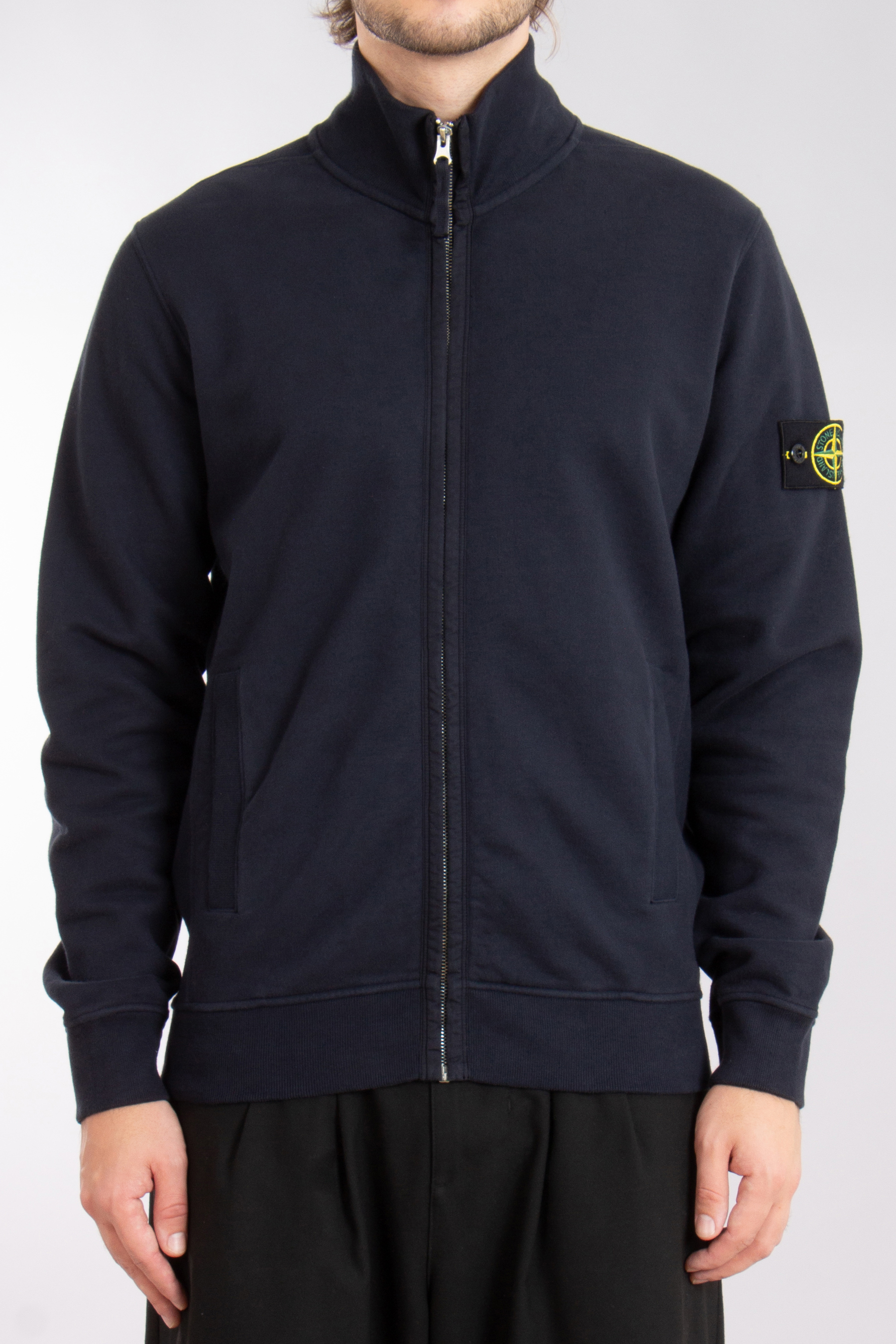 STONE ISLAND Organic Cotton Fleece Full Zip Sweatshirt