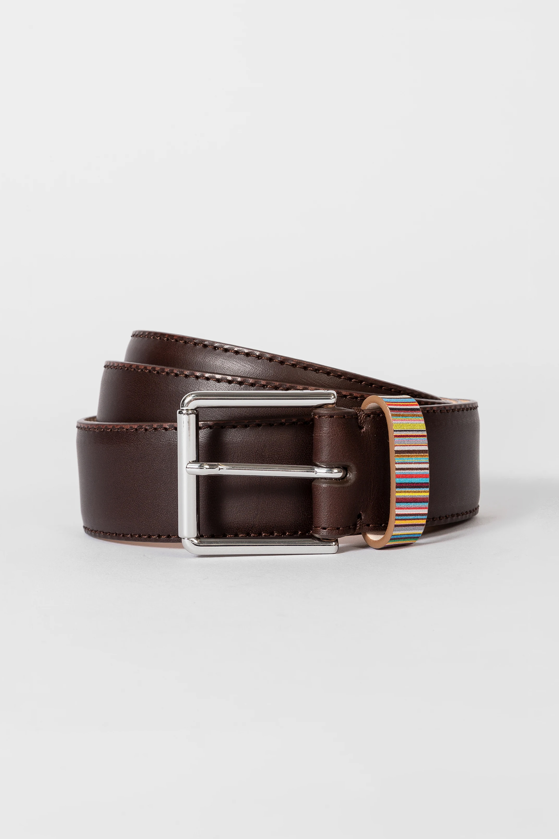 PAUL SMITH 'Signature Stripe' Keeper Leather Belt