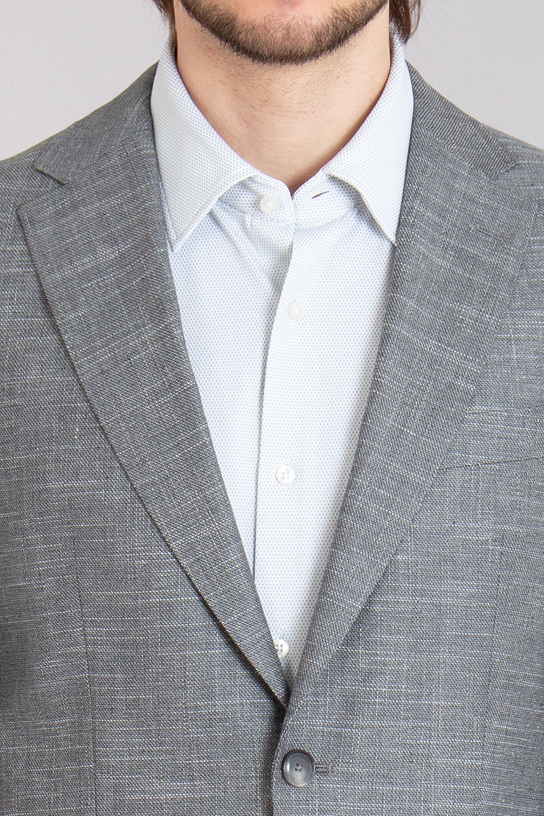 BOSS Slim Fit Patterned Virgin Wool-Cotton-Linen Stretch Jacket H-Hutson 