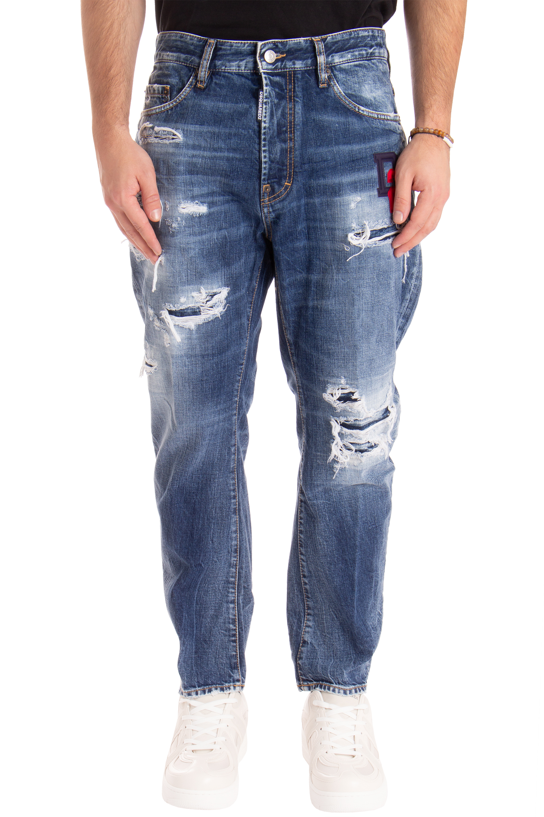 DSQUARED2 Dark Ripped Wash Bro Jeans