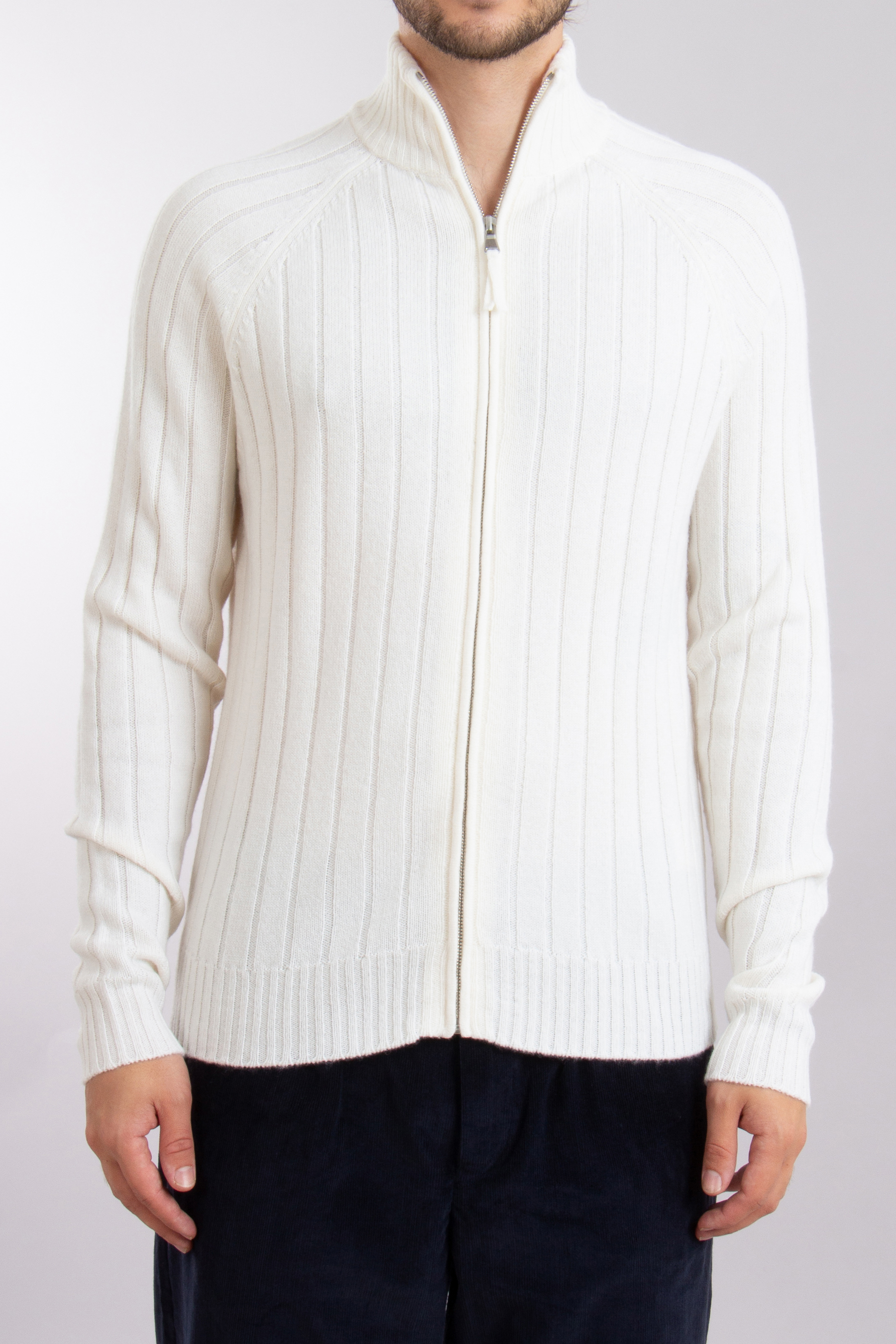 ALLUDE Virgin Wool-Cashmere Blend Zip Cardigan