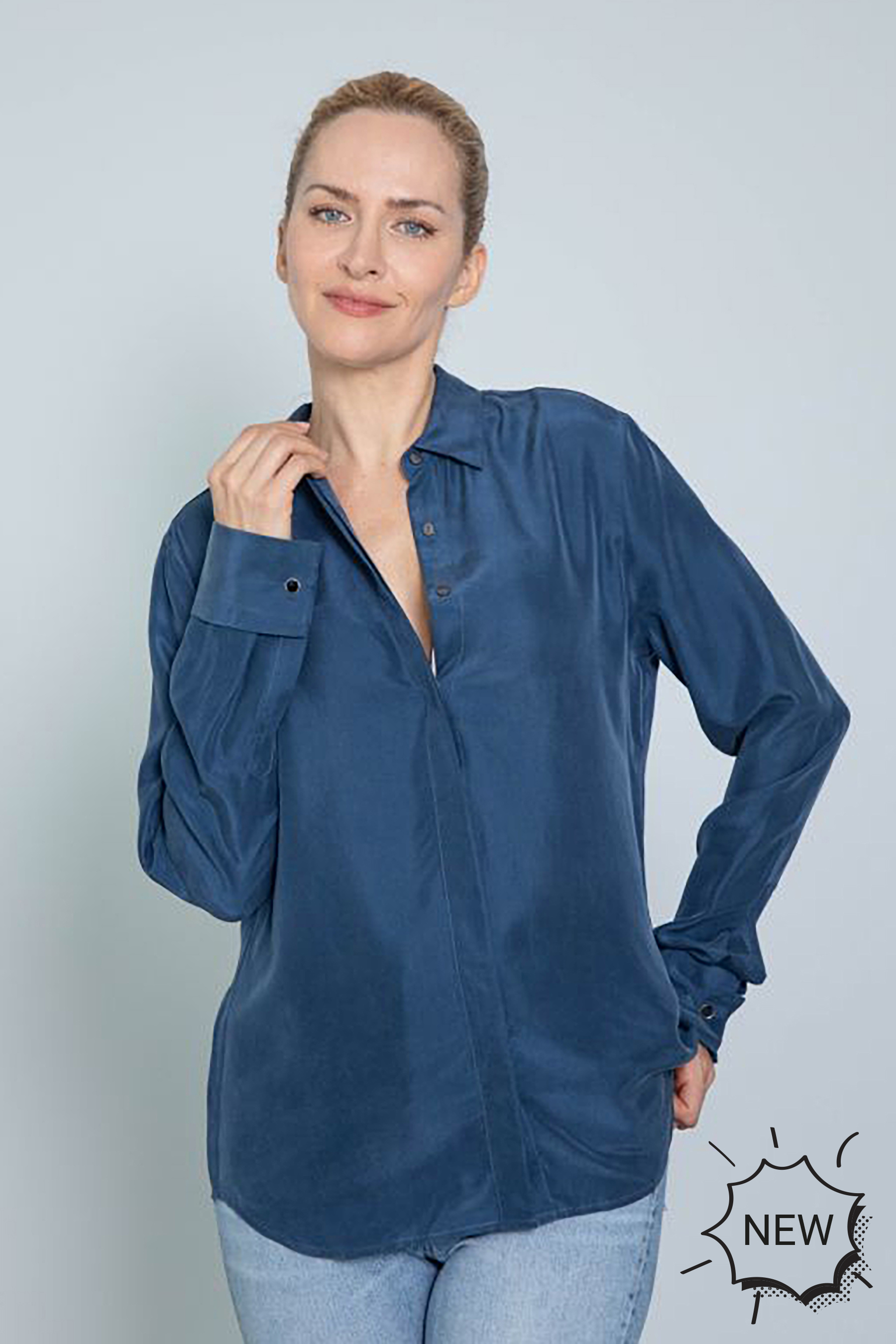 0039 ITALY Sandwashed Silk Blouse Odelle Cuff