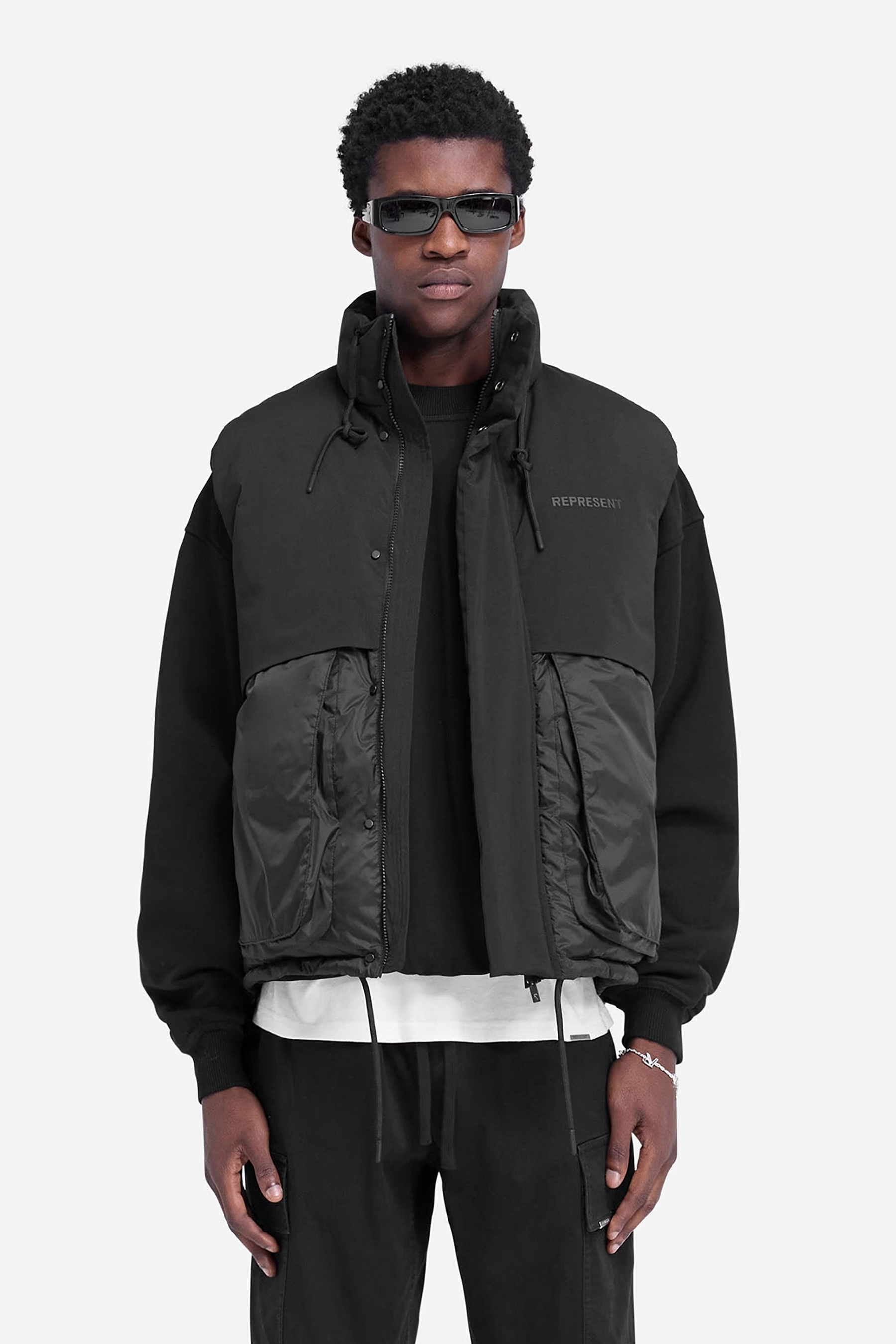 REPRESENT Nylon Stretch Layered Puffer Vest