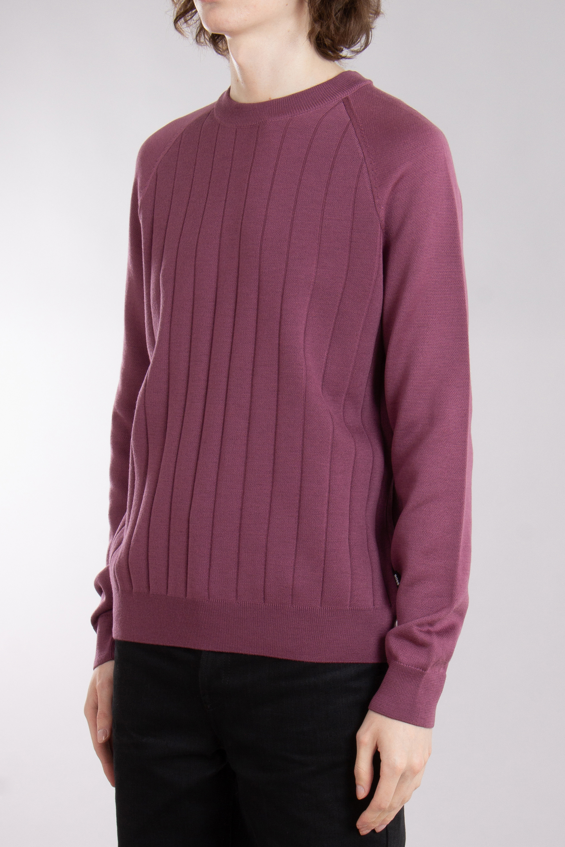 BOSS Striped Virgin Wool-Lyocell Blend Sweater H-Belugo