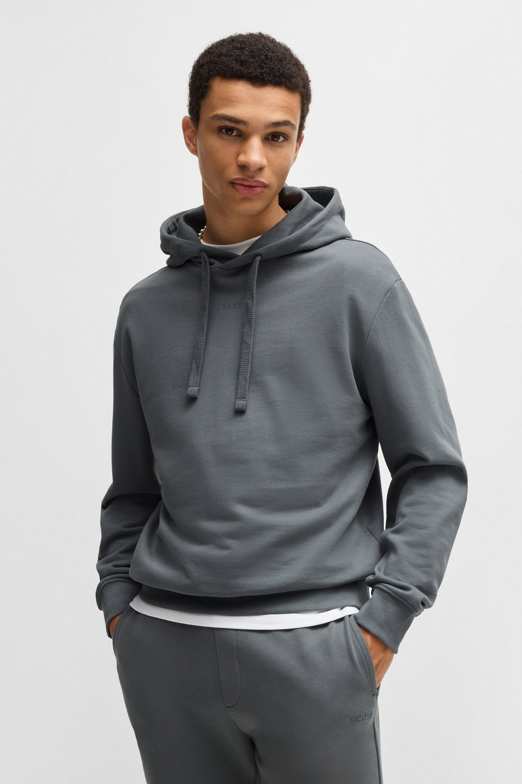 HUGO Relaxed Fit Printed Cotton Terry Hoodie Dapo