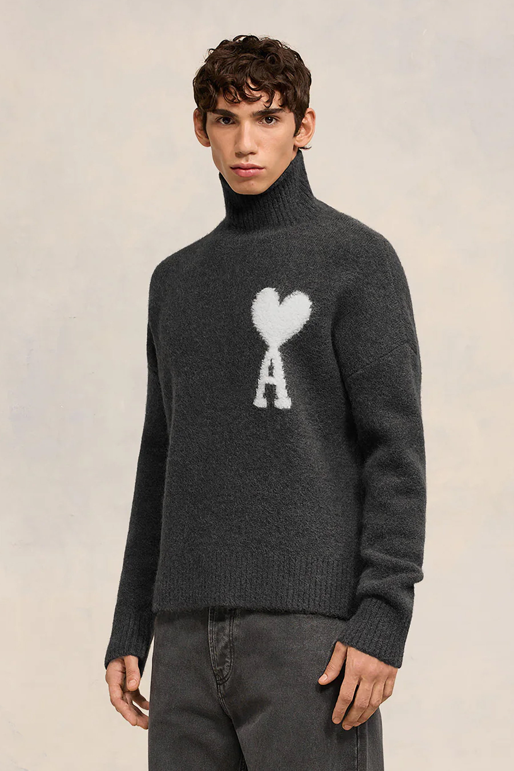 AMI PARIS Ami De Coeur Alpaca Blend Funnel Neck Sweater