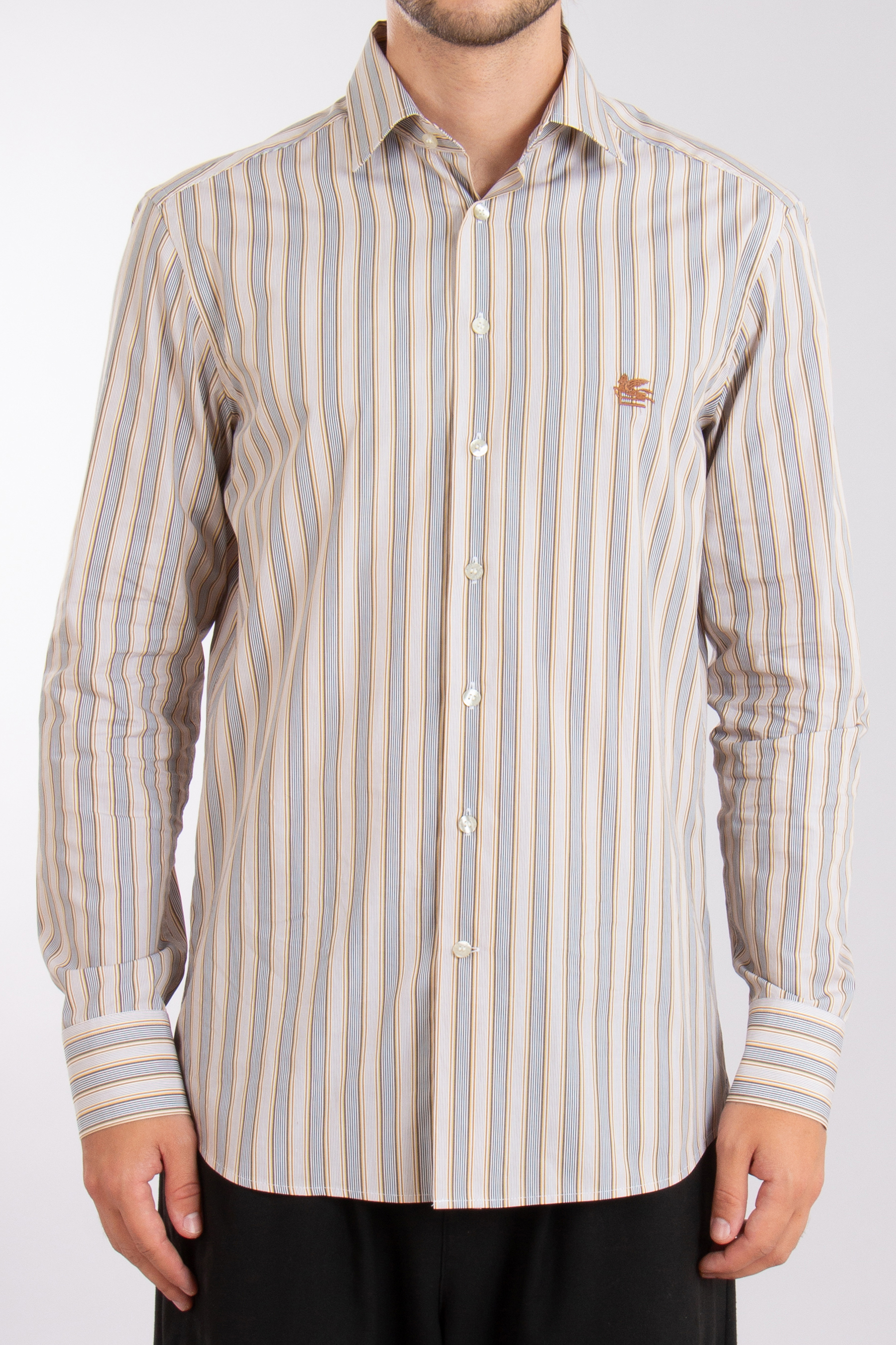 ETRO Regular Fit Embroidered Striped Cotton Shirt