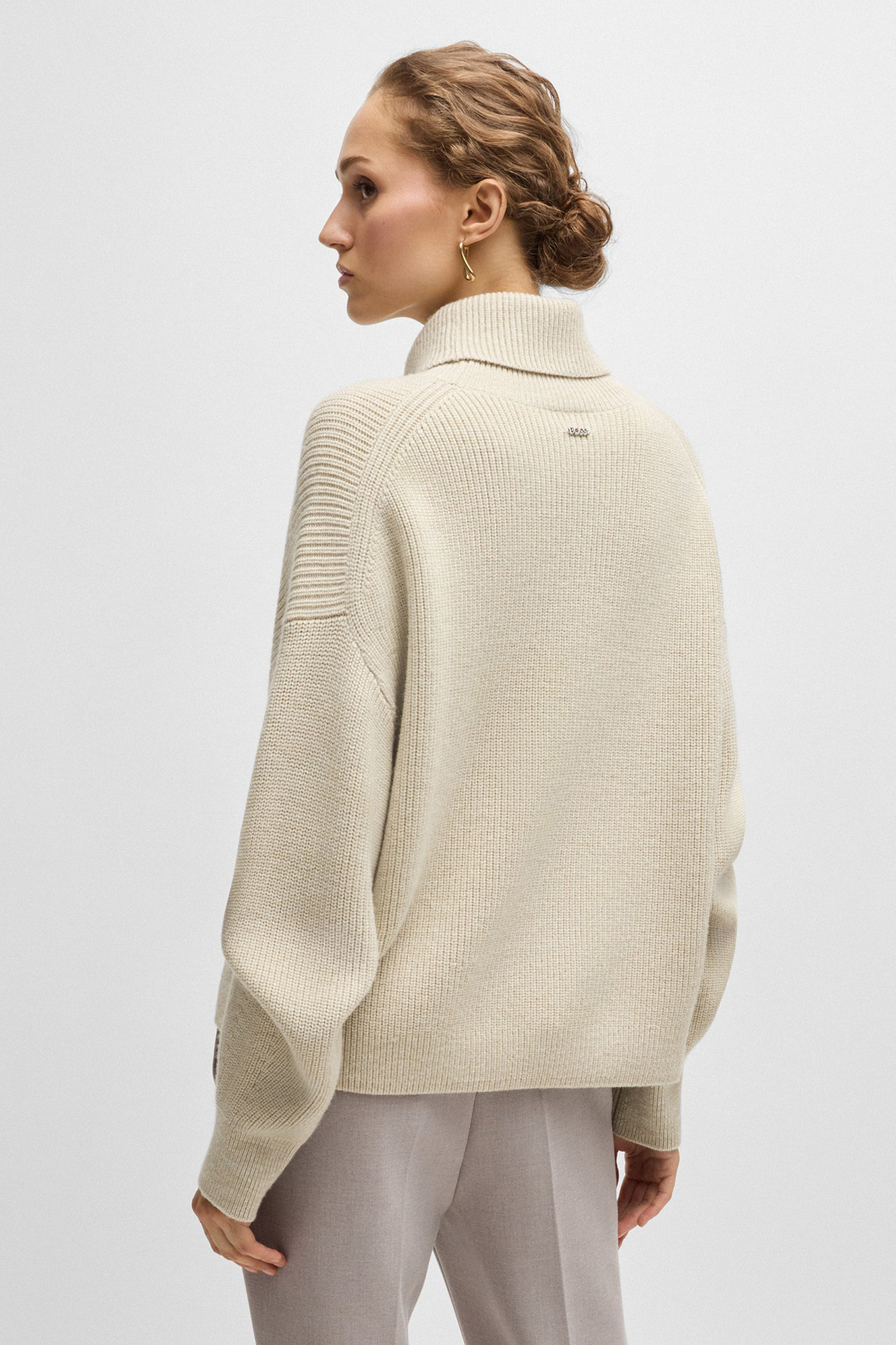 BOSS Ribbed Virgin Wool Turtleneck Sweater Fernadina