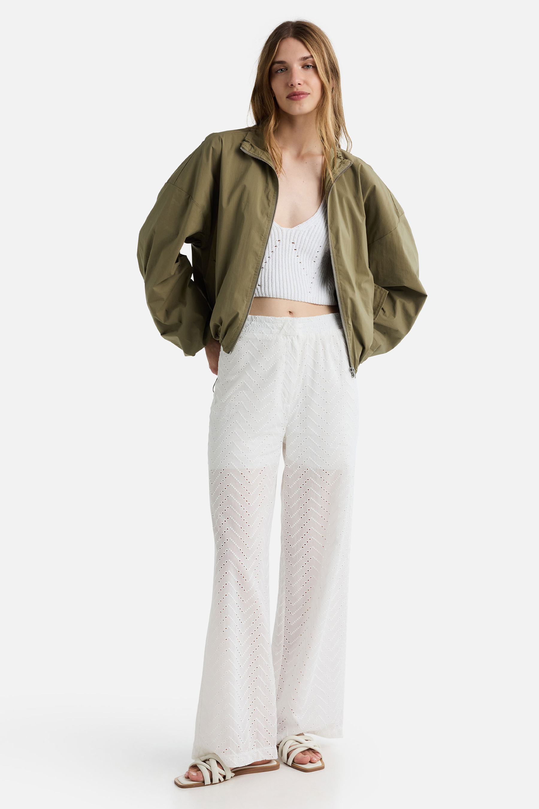 IHEART Oversized Stretch Cotton Blend Blouson Jacket Amynela