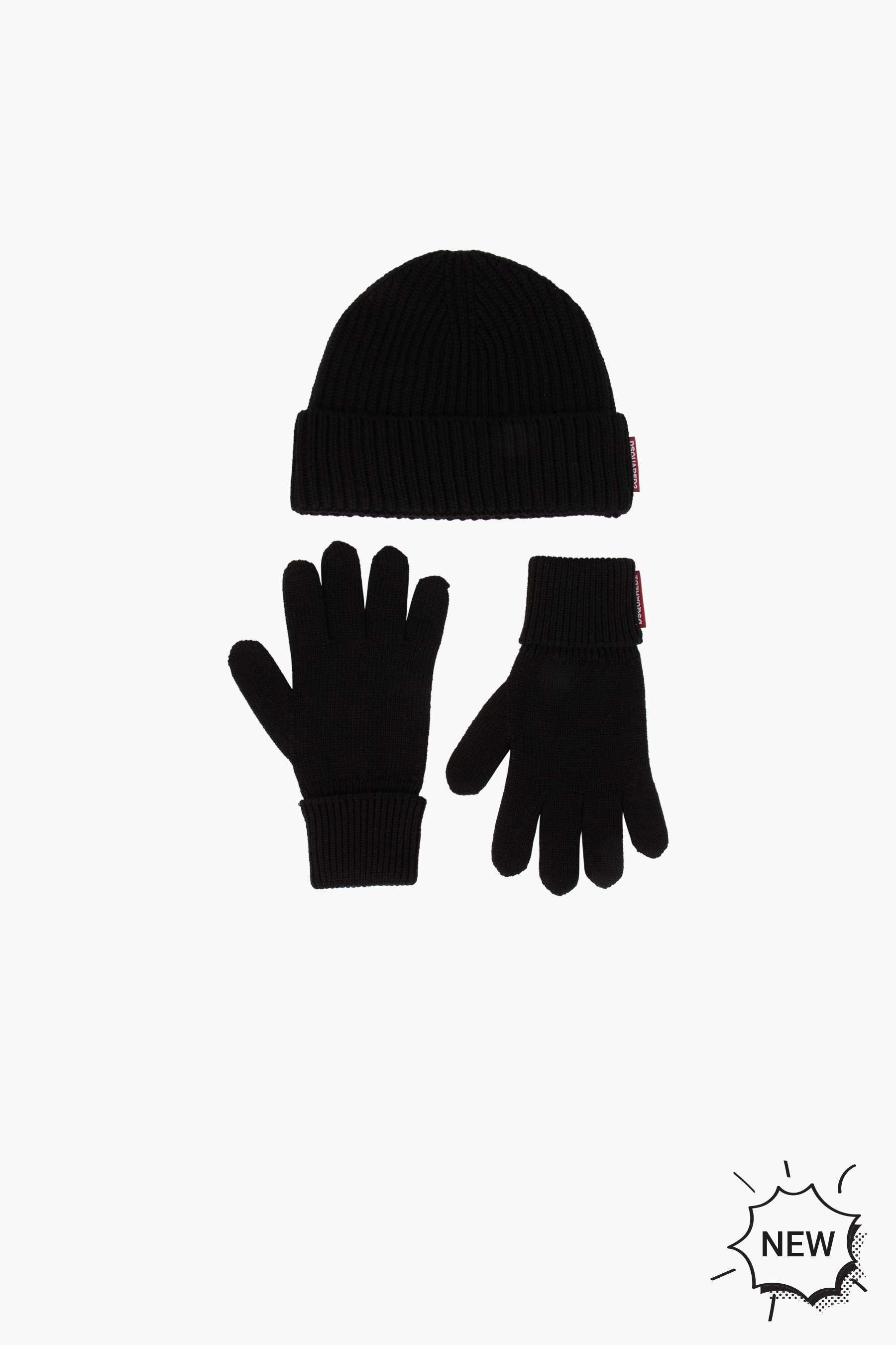 DSQUARED2 Wool Beanie & Gloves Warmy Knit Set