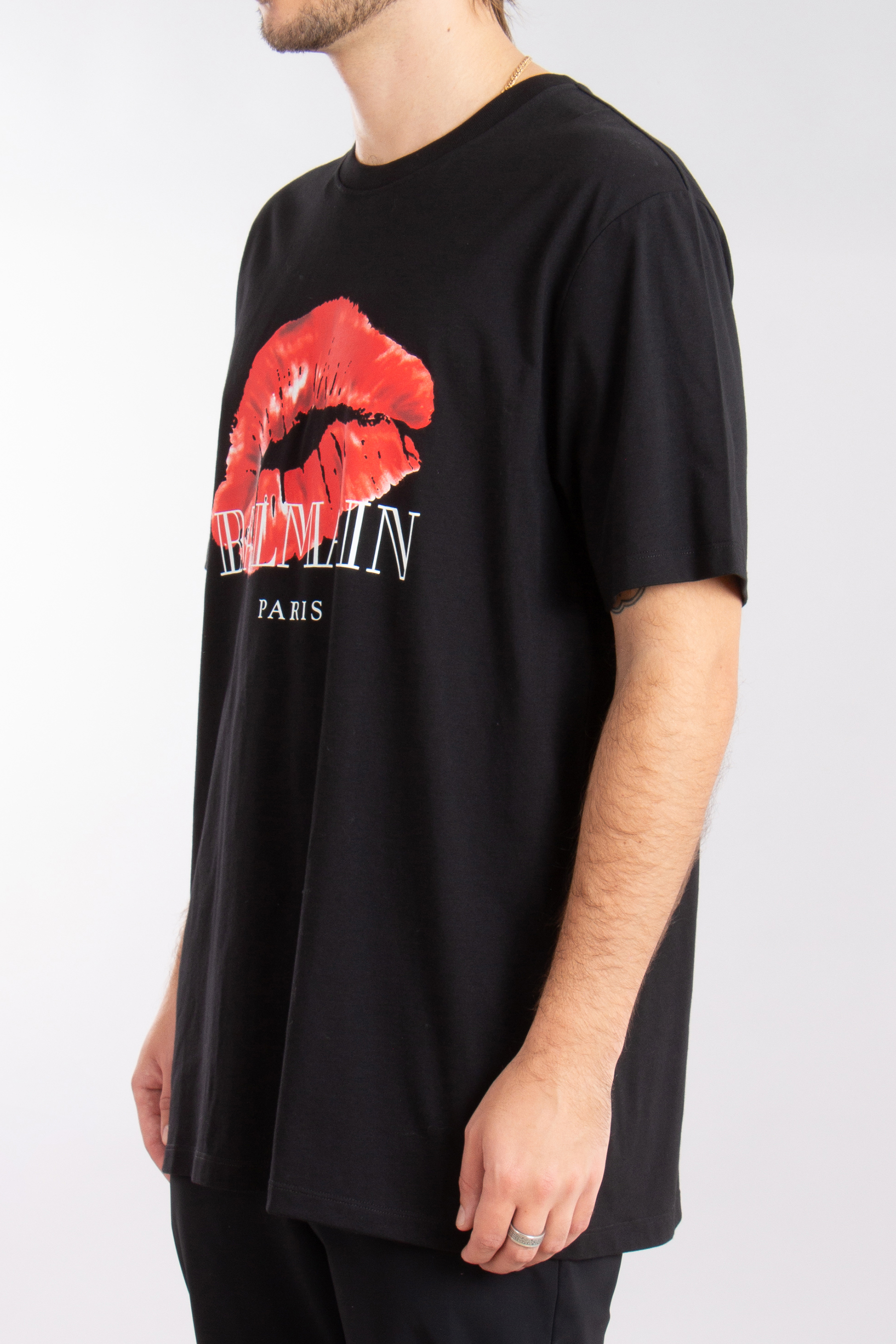 BALMAIN Kiss Print Organic Cotton Jersey T-Shirt