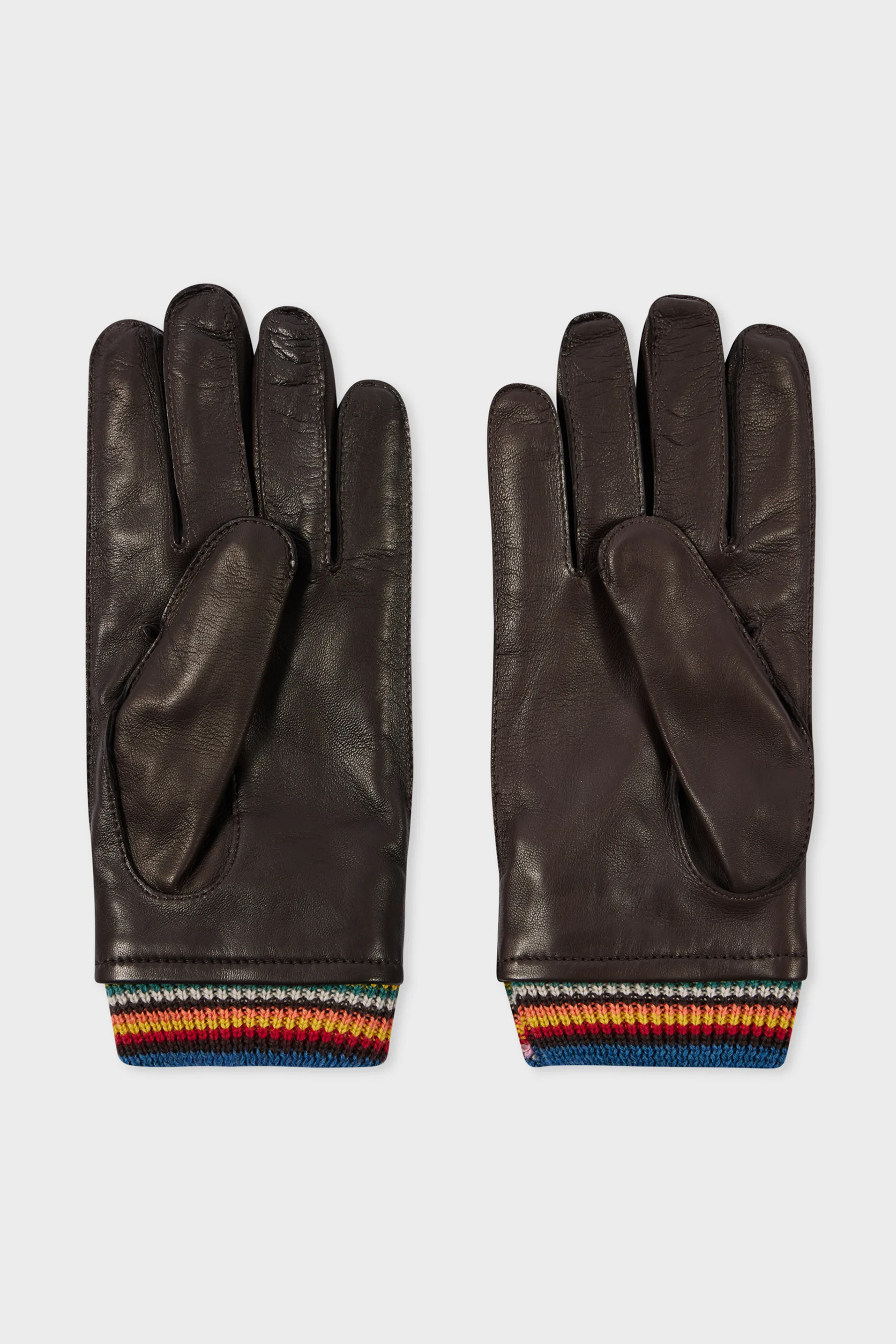 PAUL SMITH 'Signature Stripe' Cuff Lambskin Leather Gloves