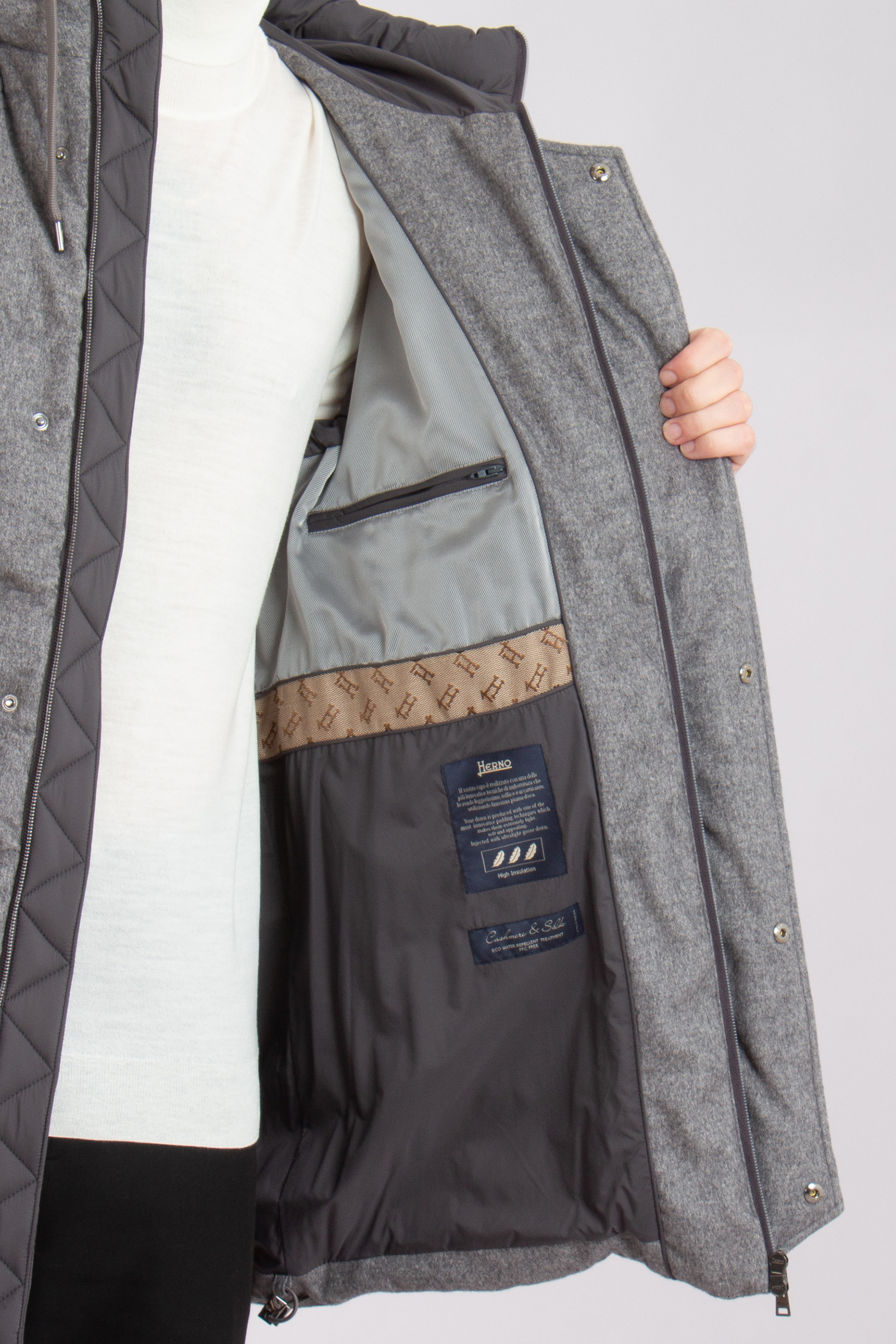 HERNO Cashmere-Silk & Ecoage Down Jacket