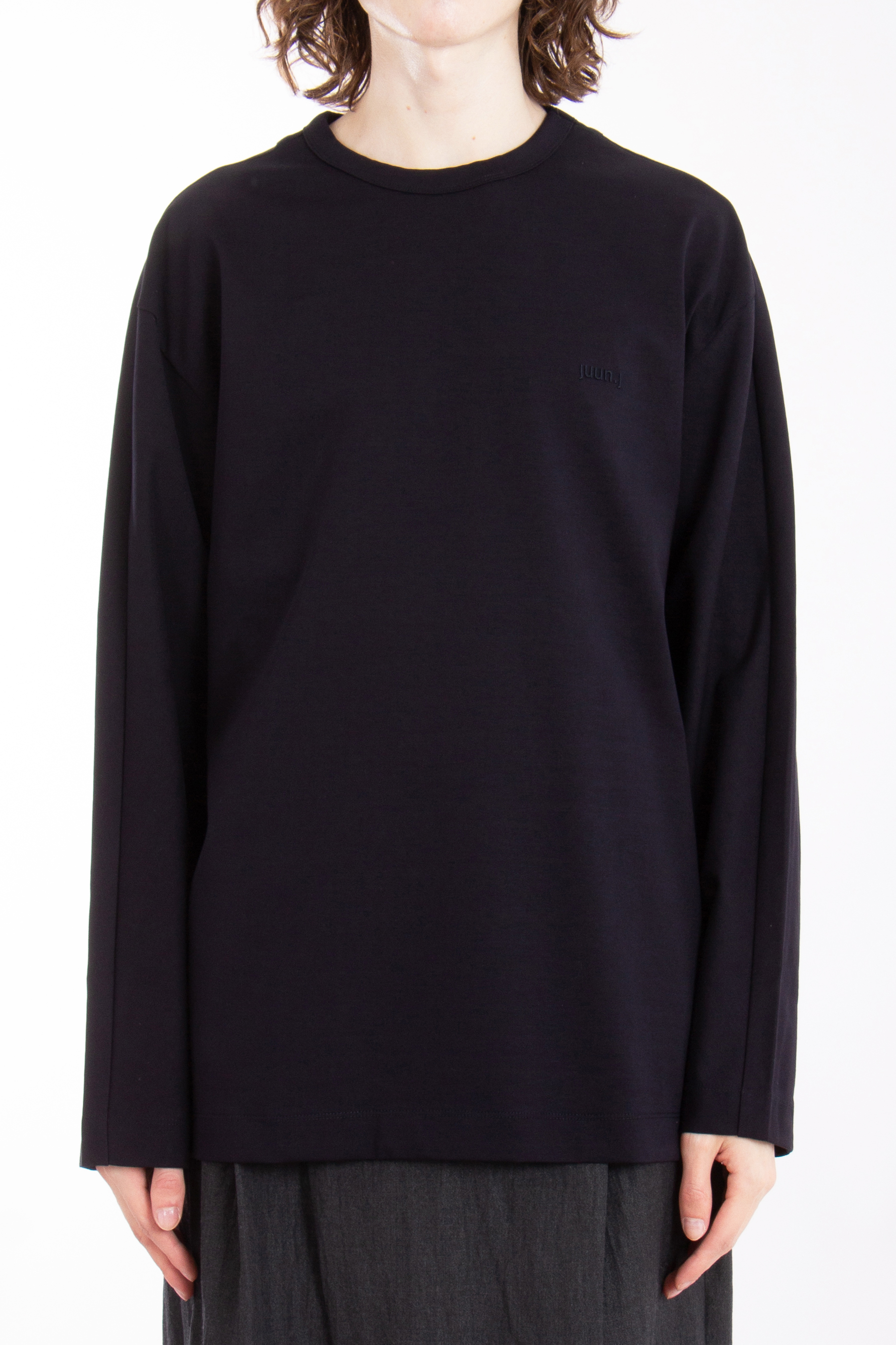 JUUN.J Embroidered Oversized Cotton Jersey Long Sleeve T-Shirt