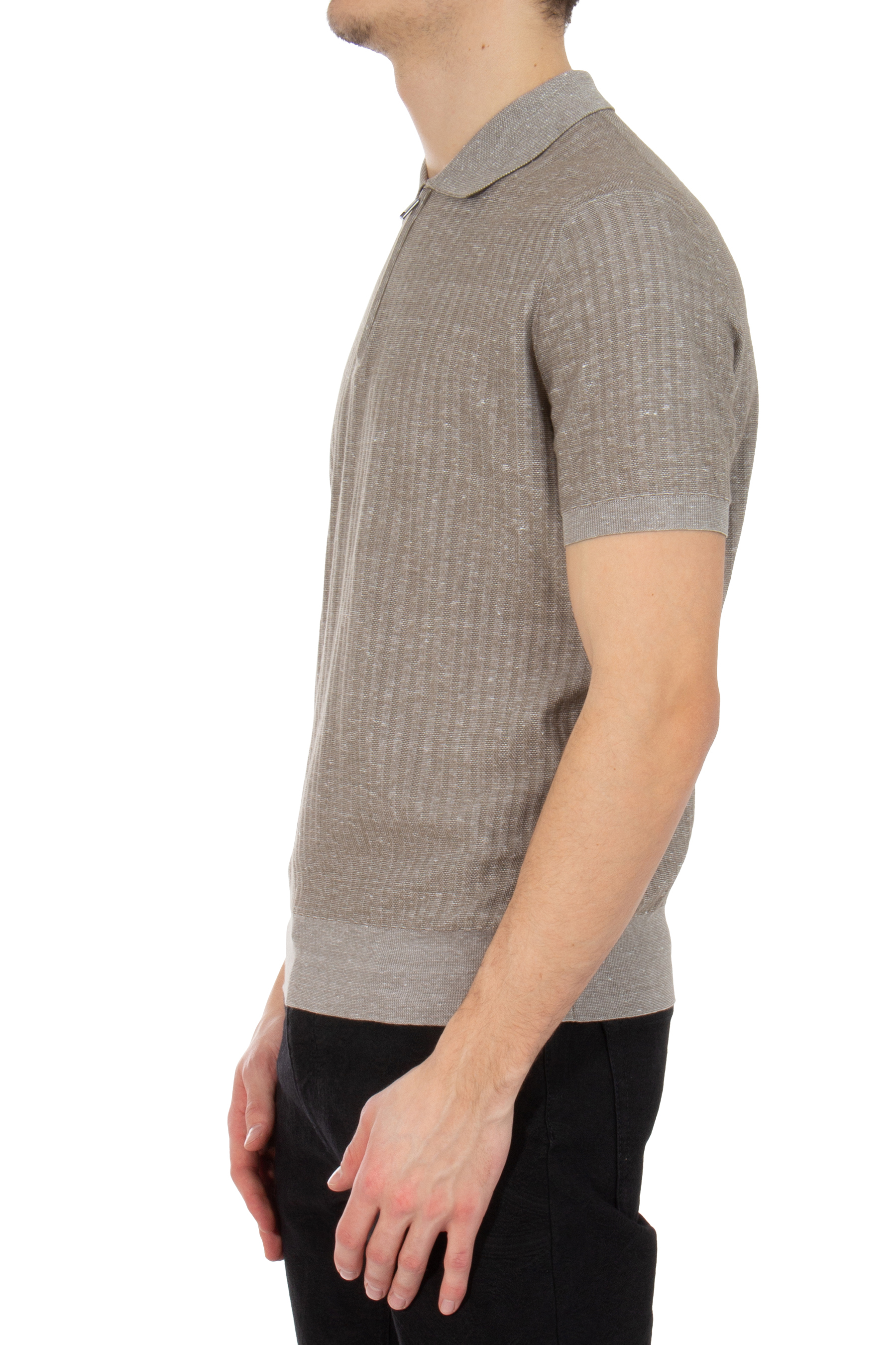 BRIONI Cotton Linen Blend Knit Polo