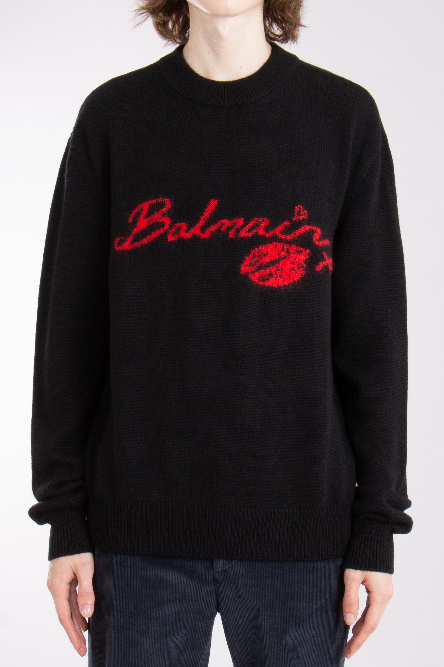 BALMAIN Kiss Logo Virgin Wool Sweater