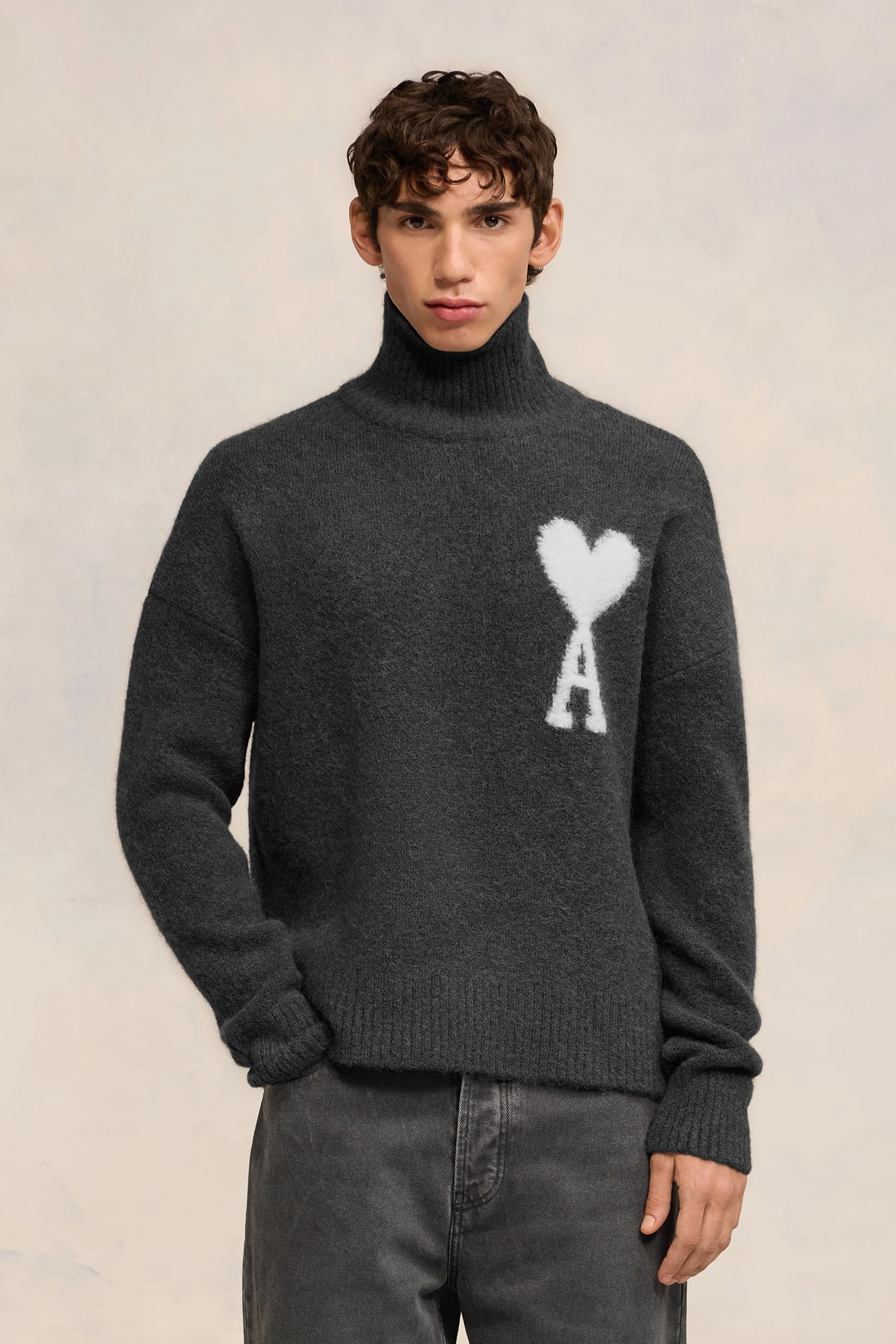 AMI PARIS Ami De Coeur Alpaca Blend Funnel Neck Sweater