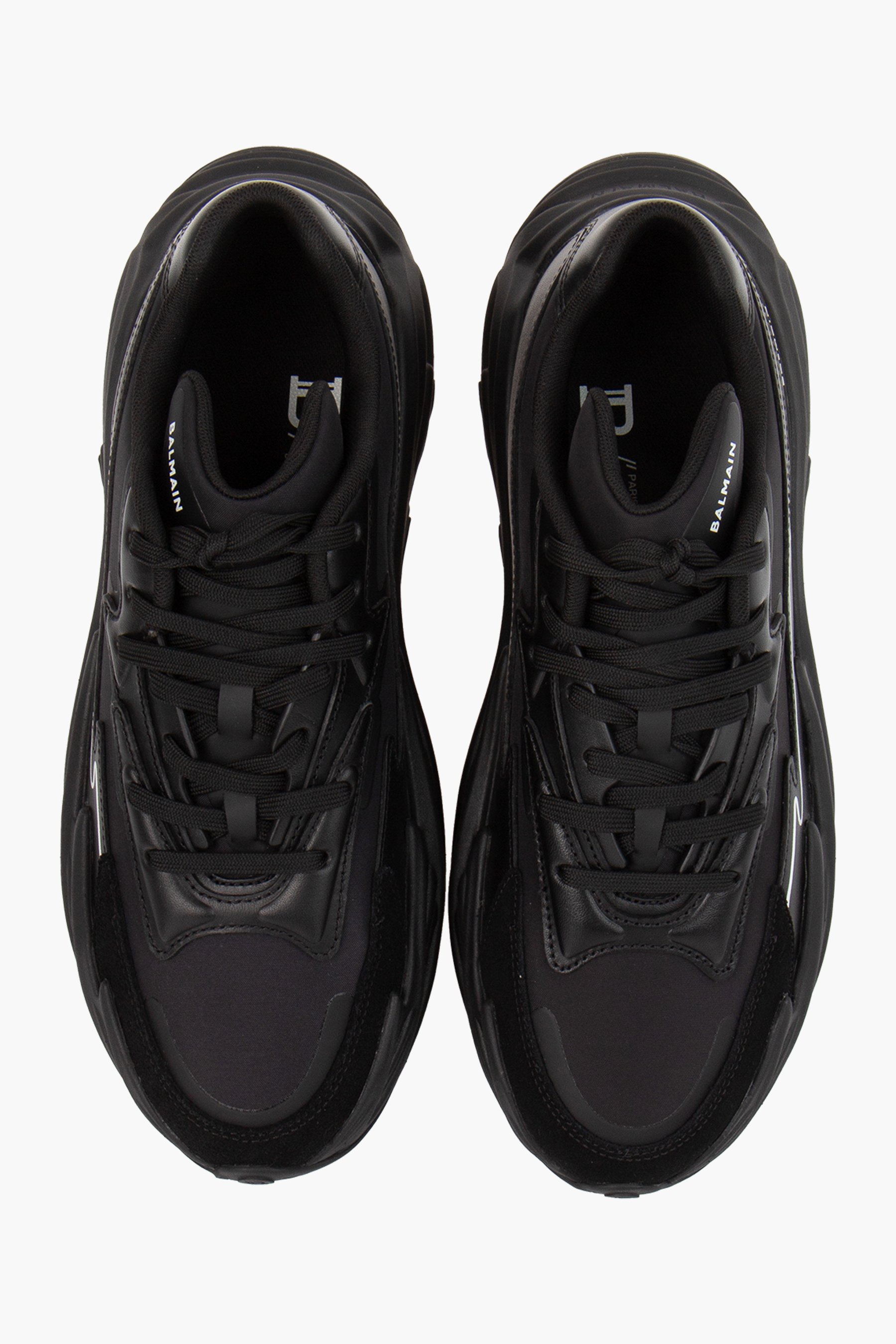 BALMAIN Low Top Faux Leather Sneakers Run-Row