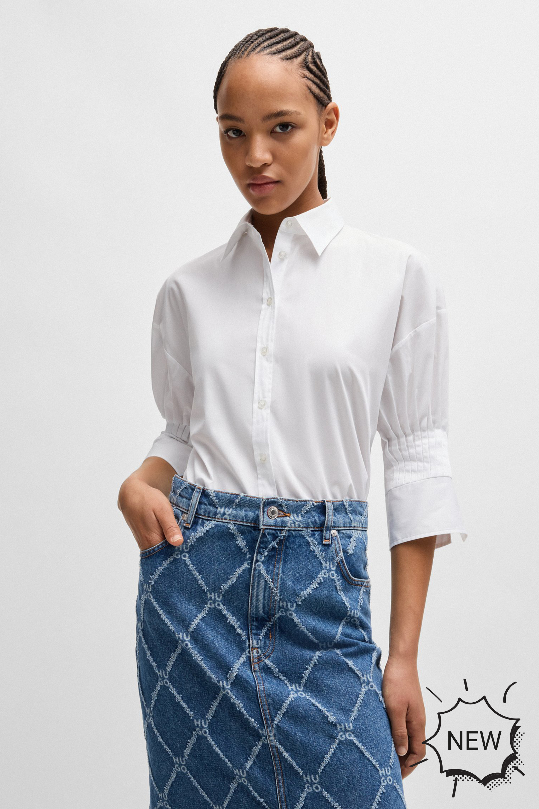 HUGO Organic Cotton Poplin Blouse Etje