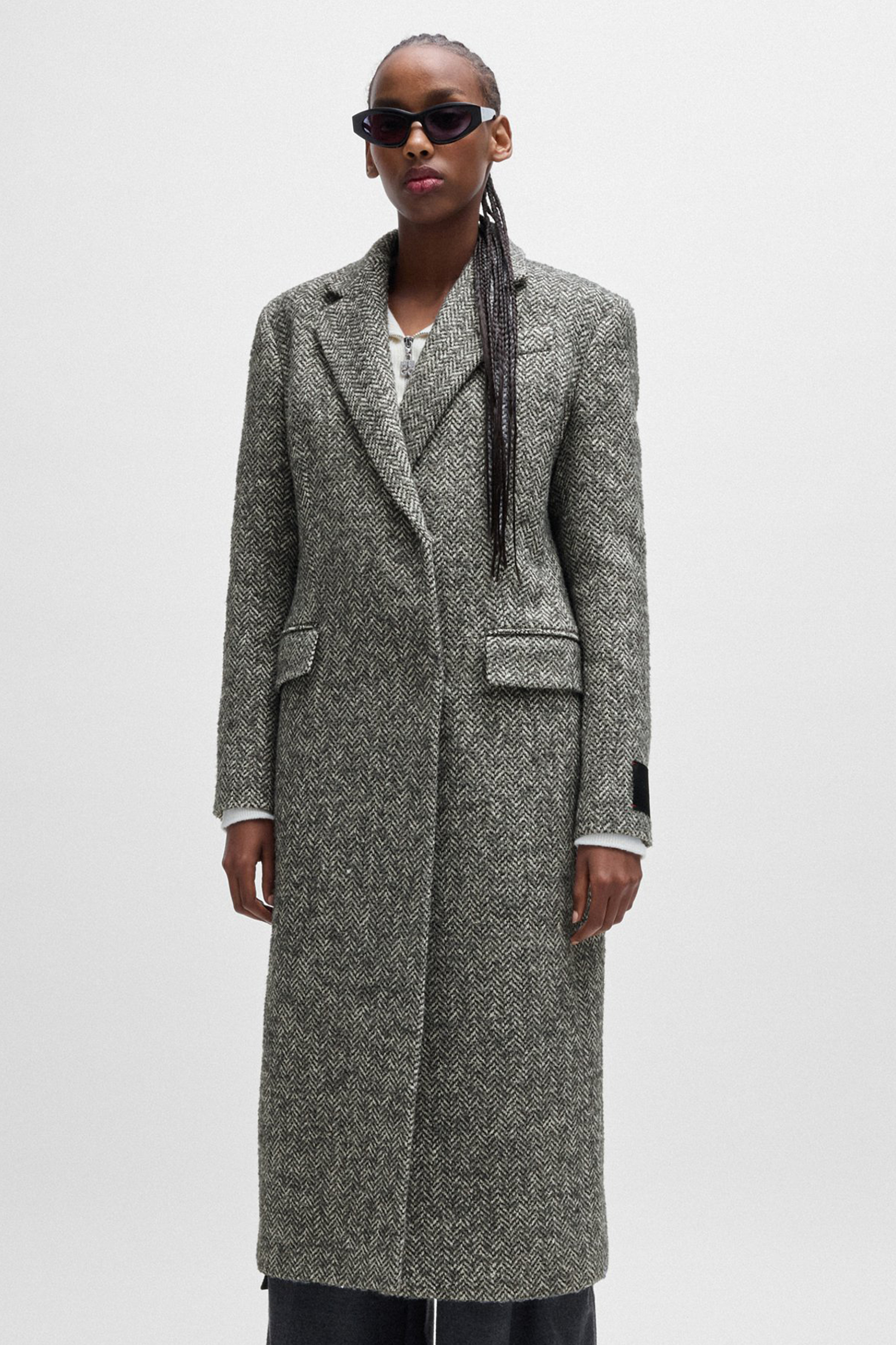 HUGO Herringbone Wool Blend Coat Majesa