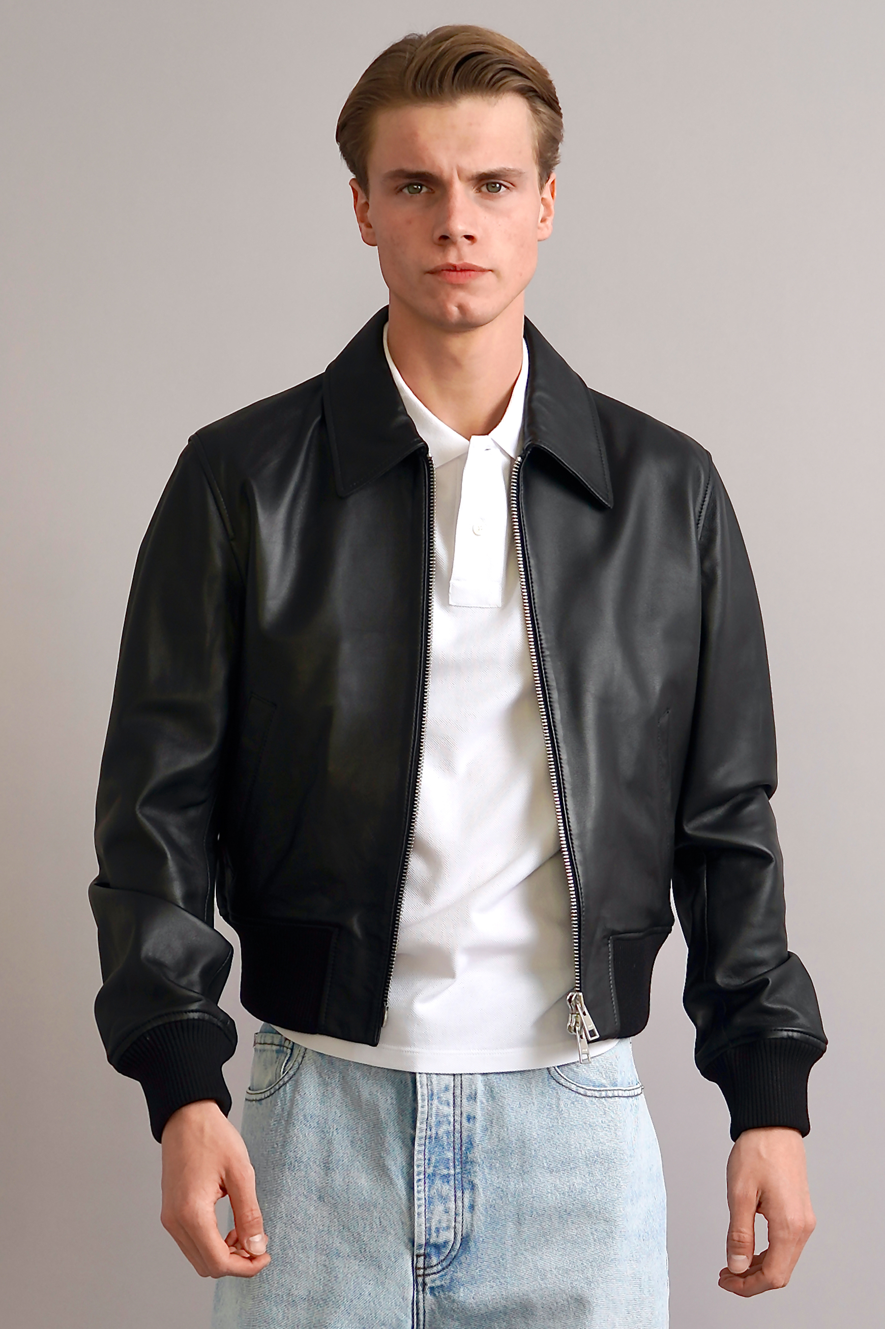 AMI PARIS Lamb Leather Jacket