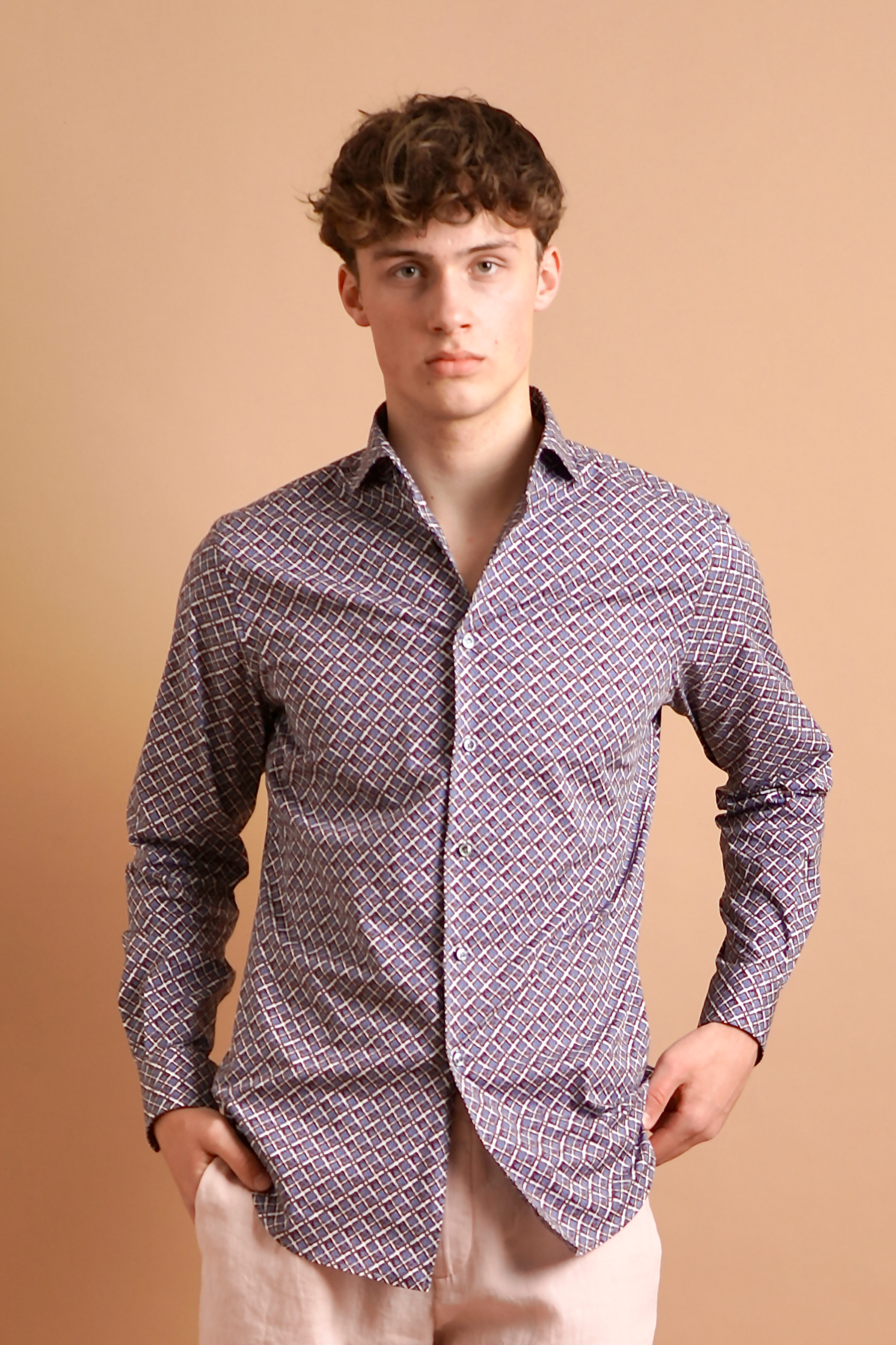 PAL ZILERI Printed Cotton Stretch Shirt 