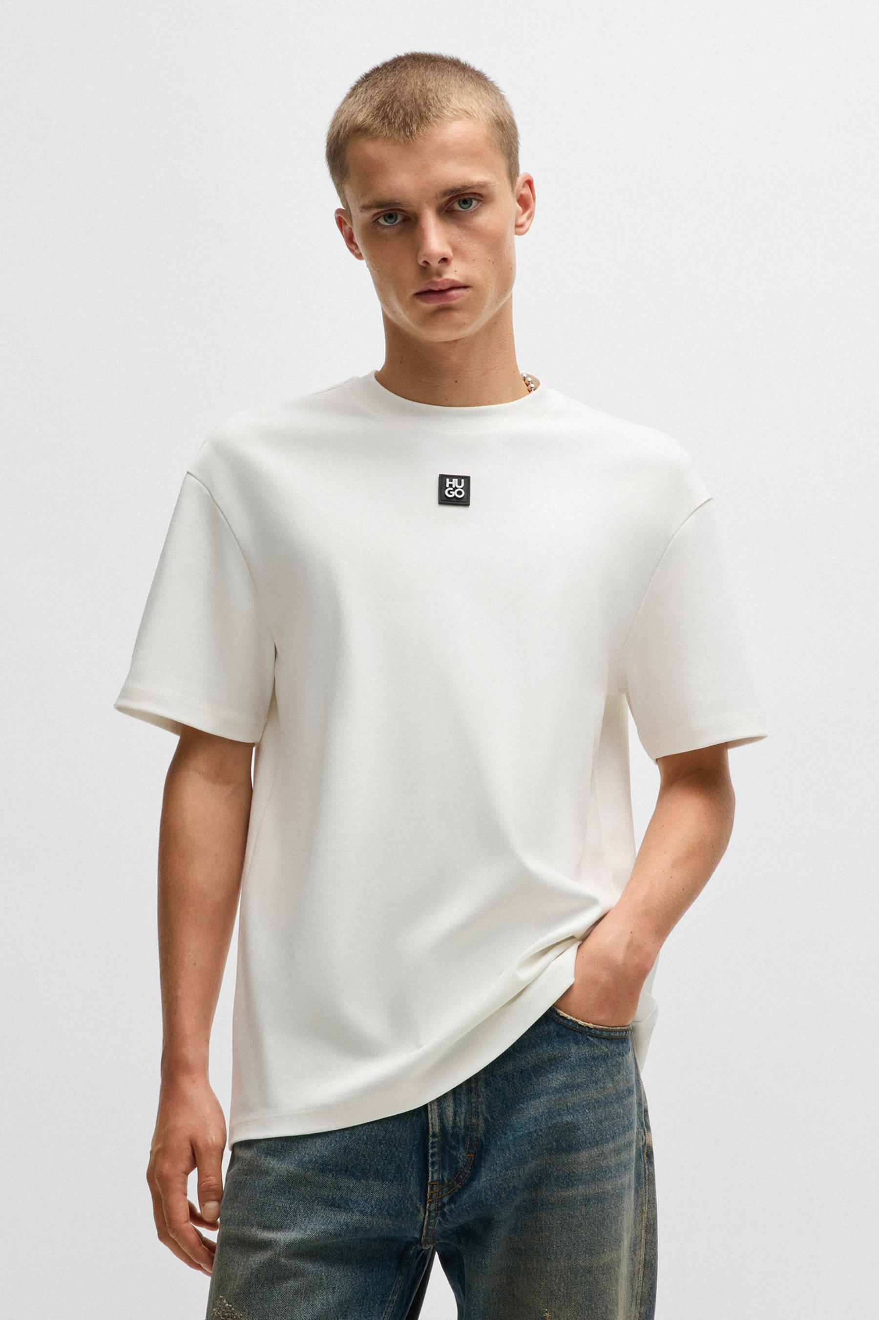 HUGO Regular Fit Interlock-Cotton T-Shirt Dalile