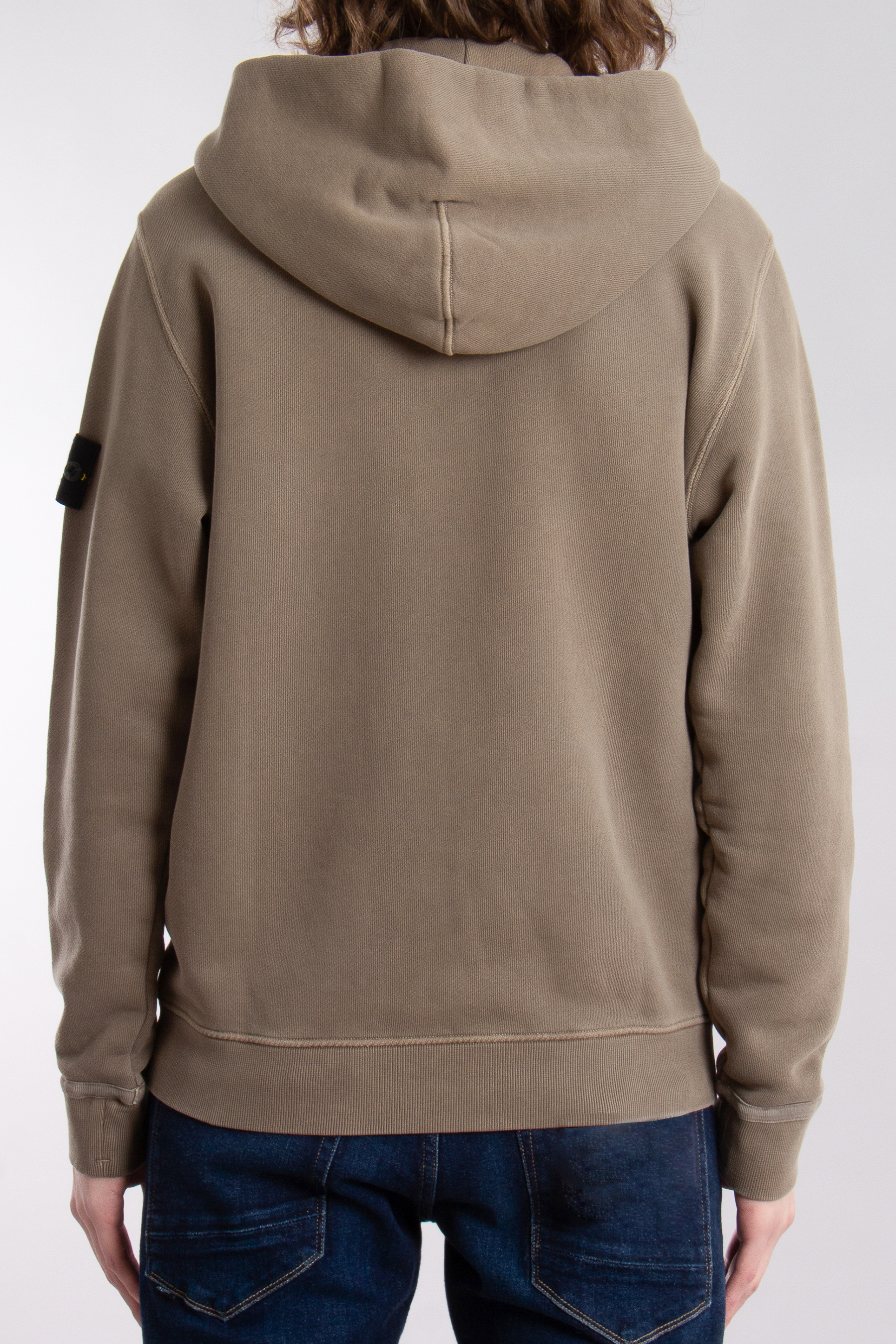 STONE ISLAND 'OLD' Effect Organic Cotton Diagonal Fleece Hooded Zip Up Sweatshirt