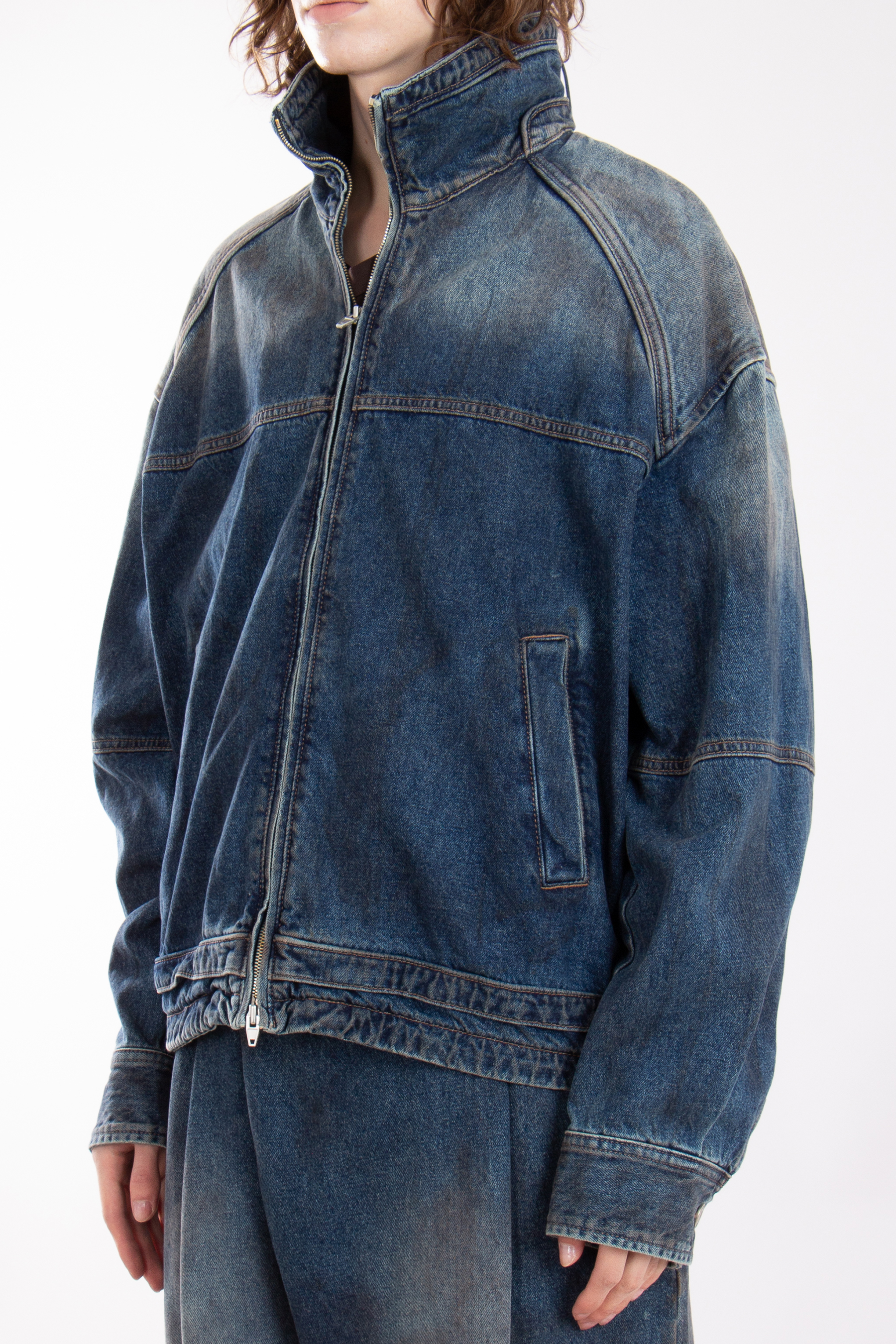 JUUN.J Oversized Oil-Washed Cotton Denim Jacket