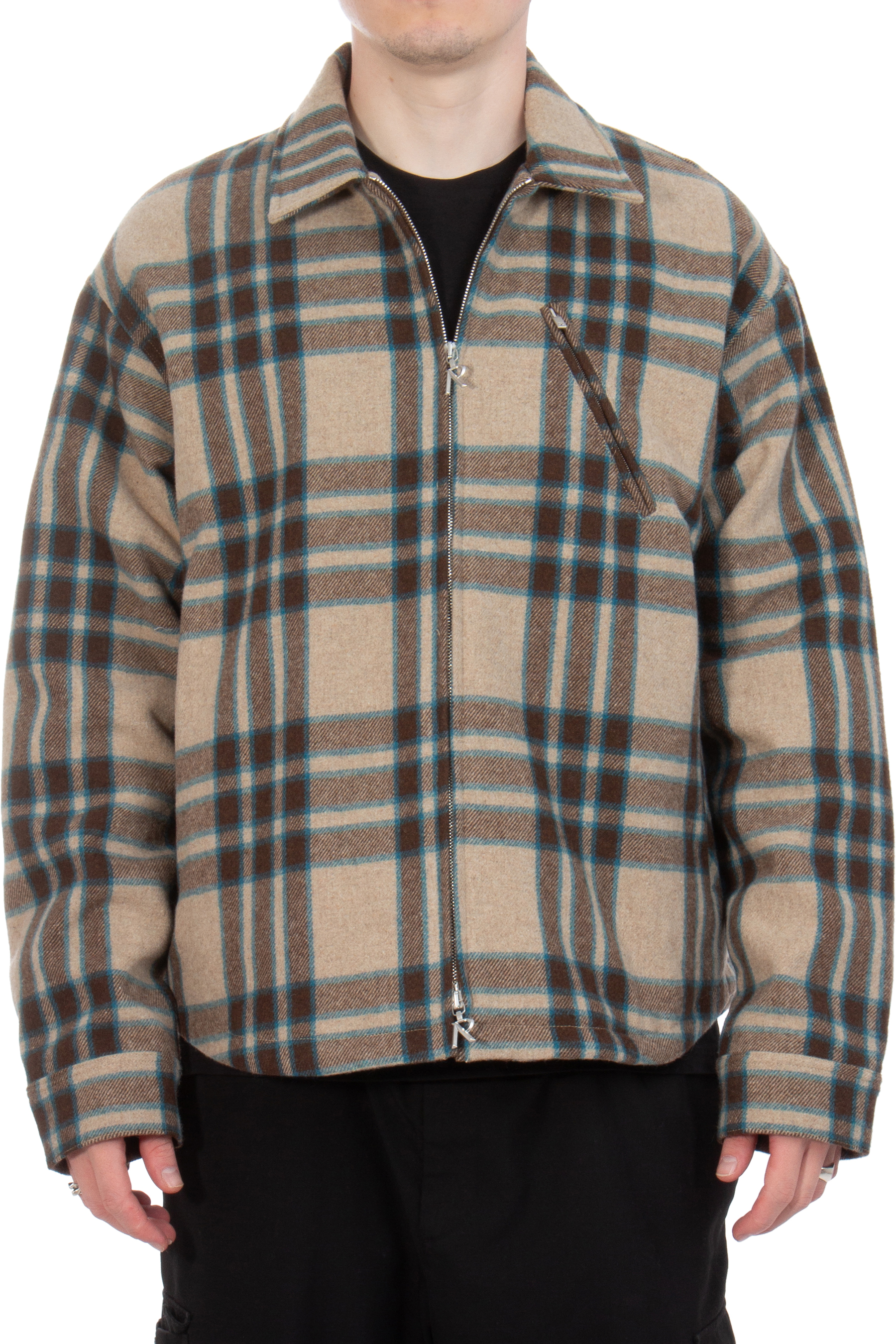 REPRESENT Checked Heavy Wool Blend Zip Overshirt