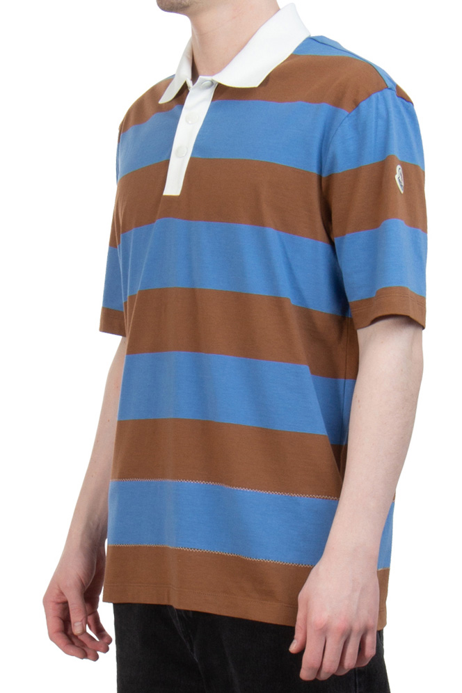 MONCLER Striped Cotton Polo Shirt