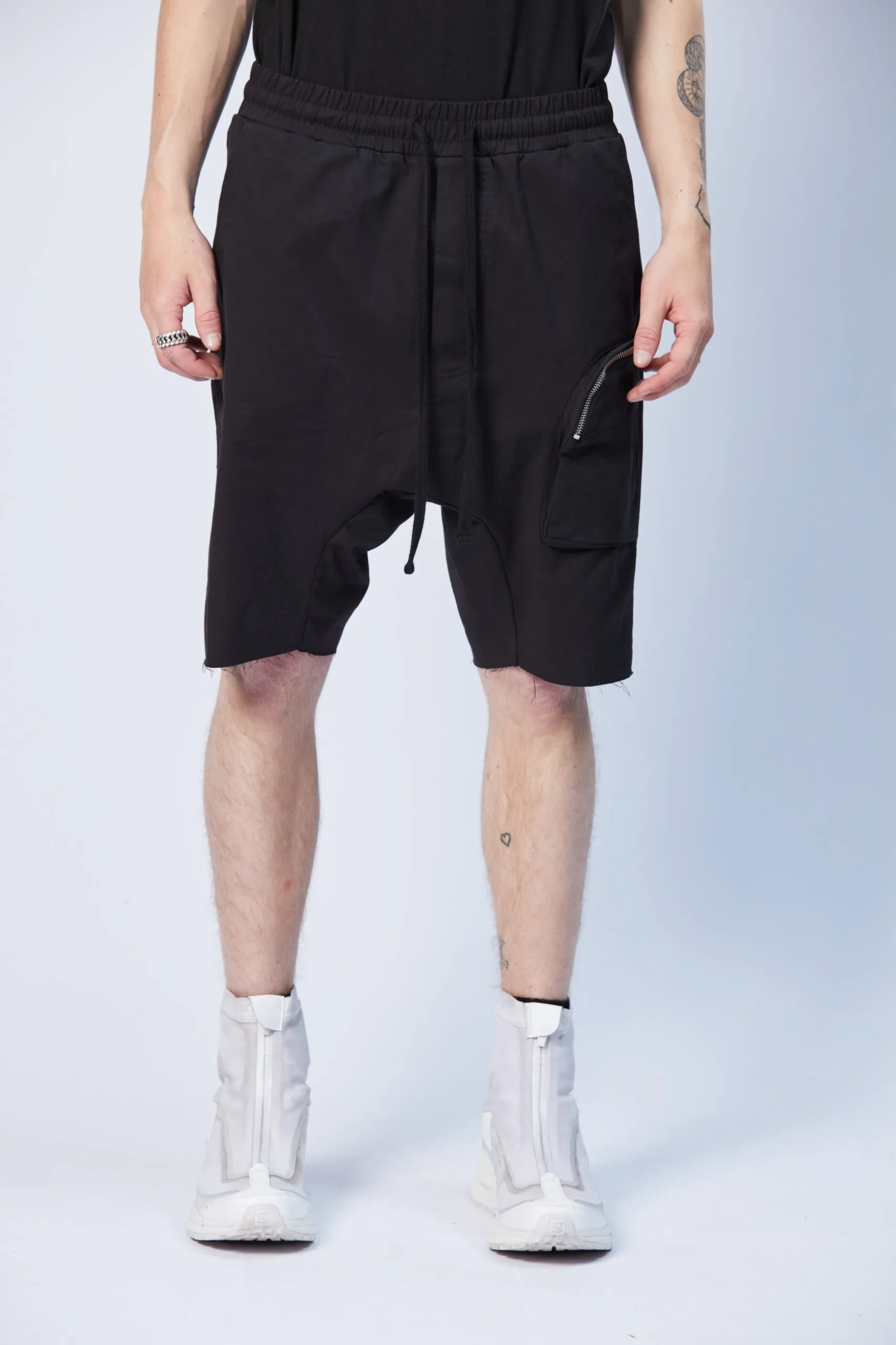 THOM KROM Drop Crotch Cotton Stretch Shorts