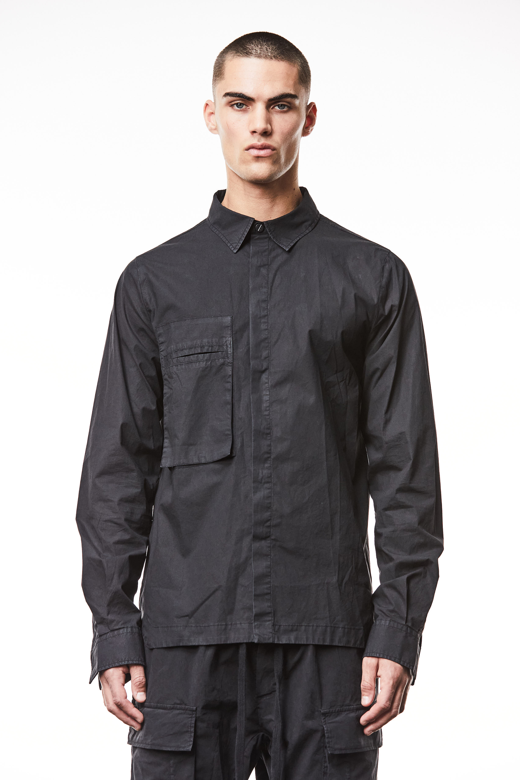 THOM KROM Slim Fit Washed Crashed Cotton Shirt