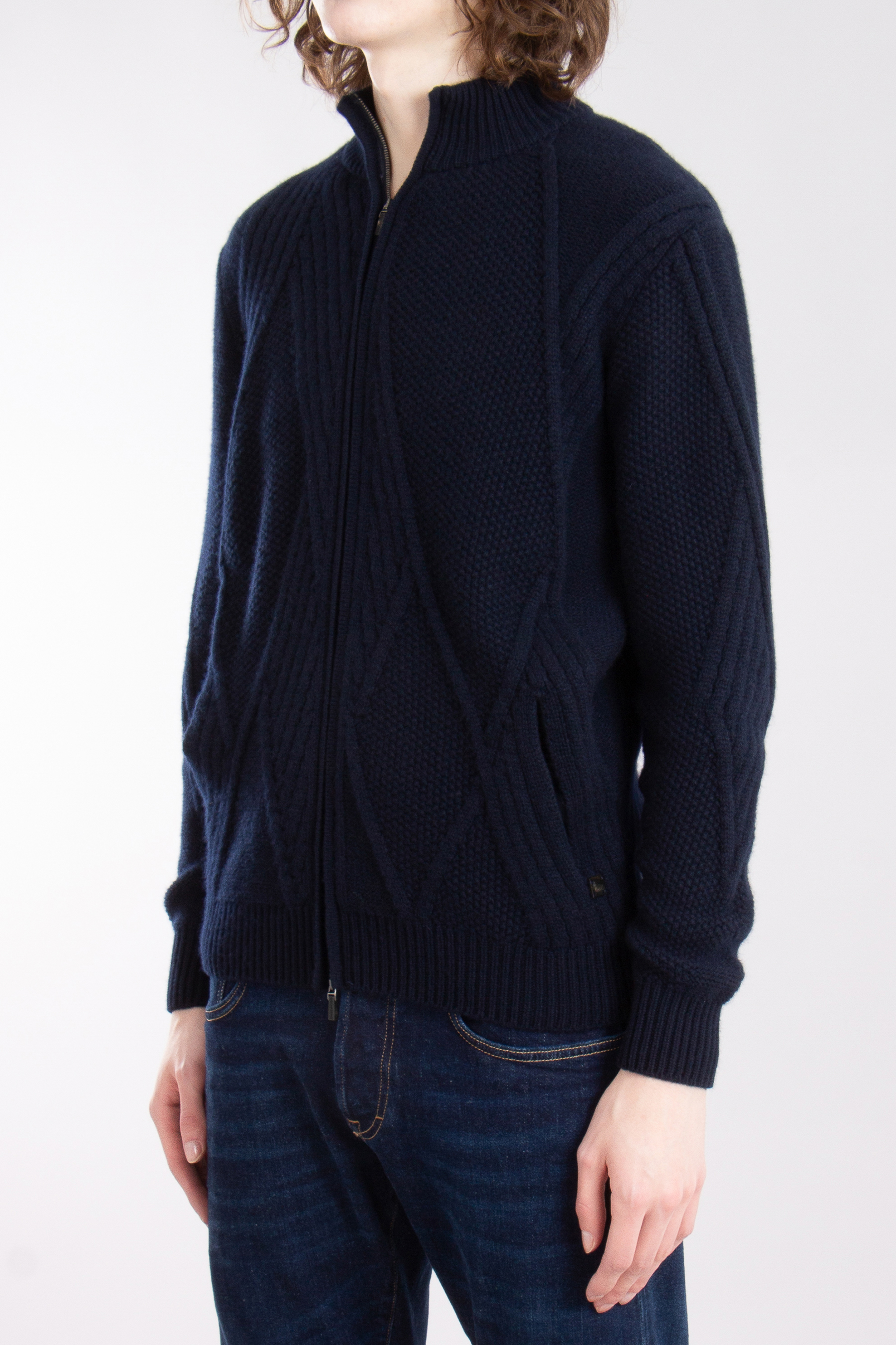 COLOMBO Structured Kid Cashmere Zip Cardigan