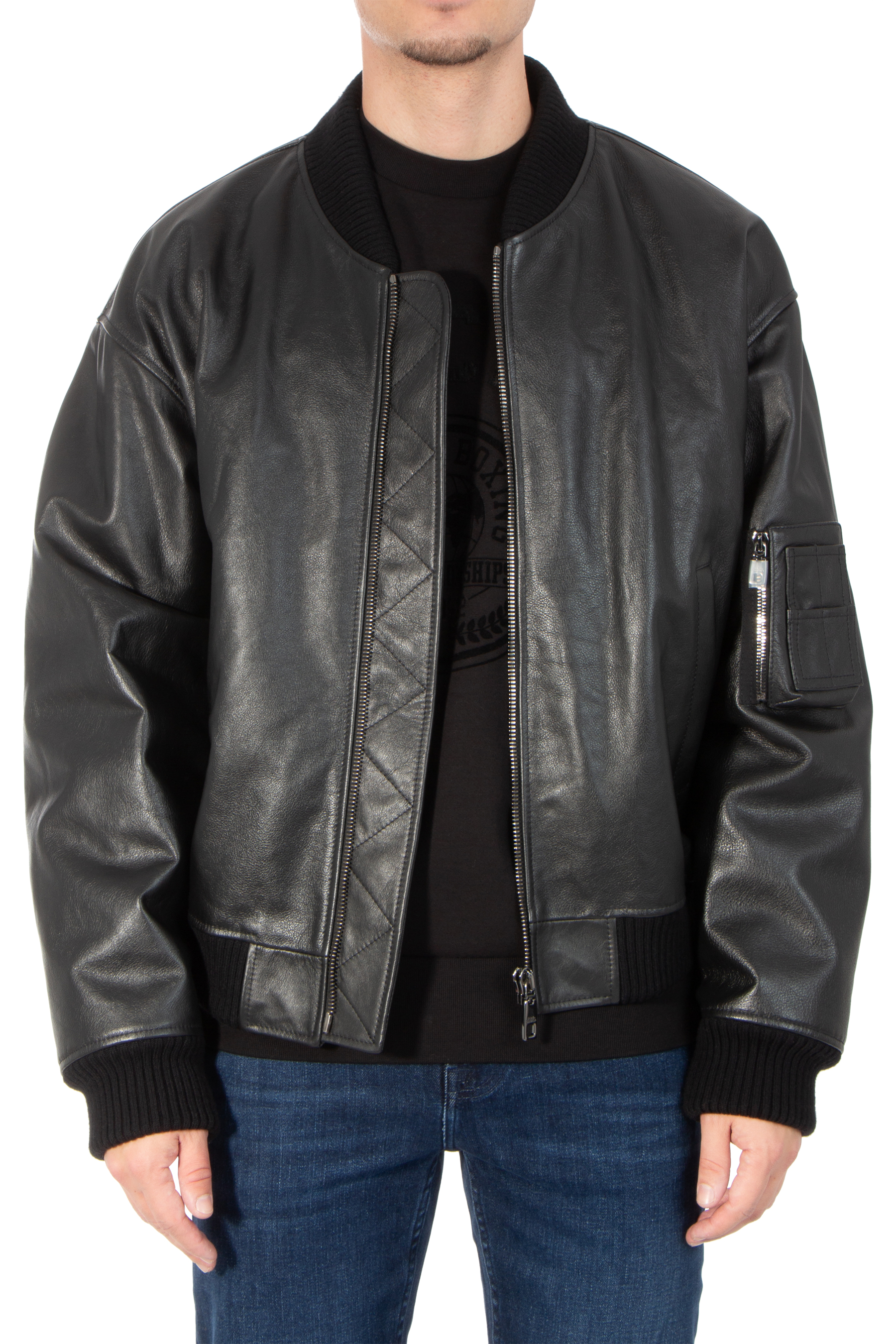 DOLCE & GABBANA Padded Bull Leather Jacket