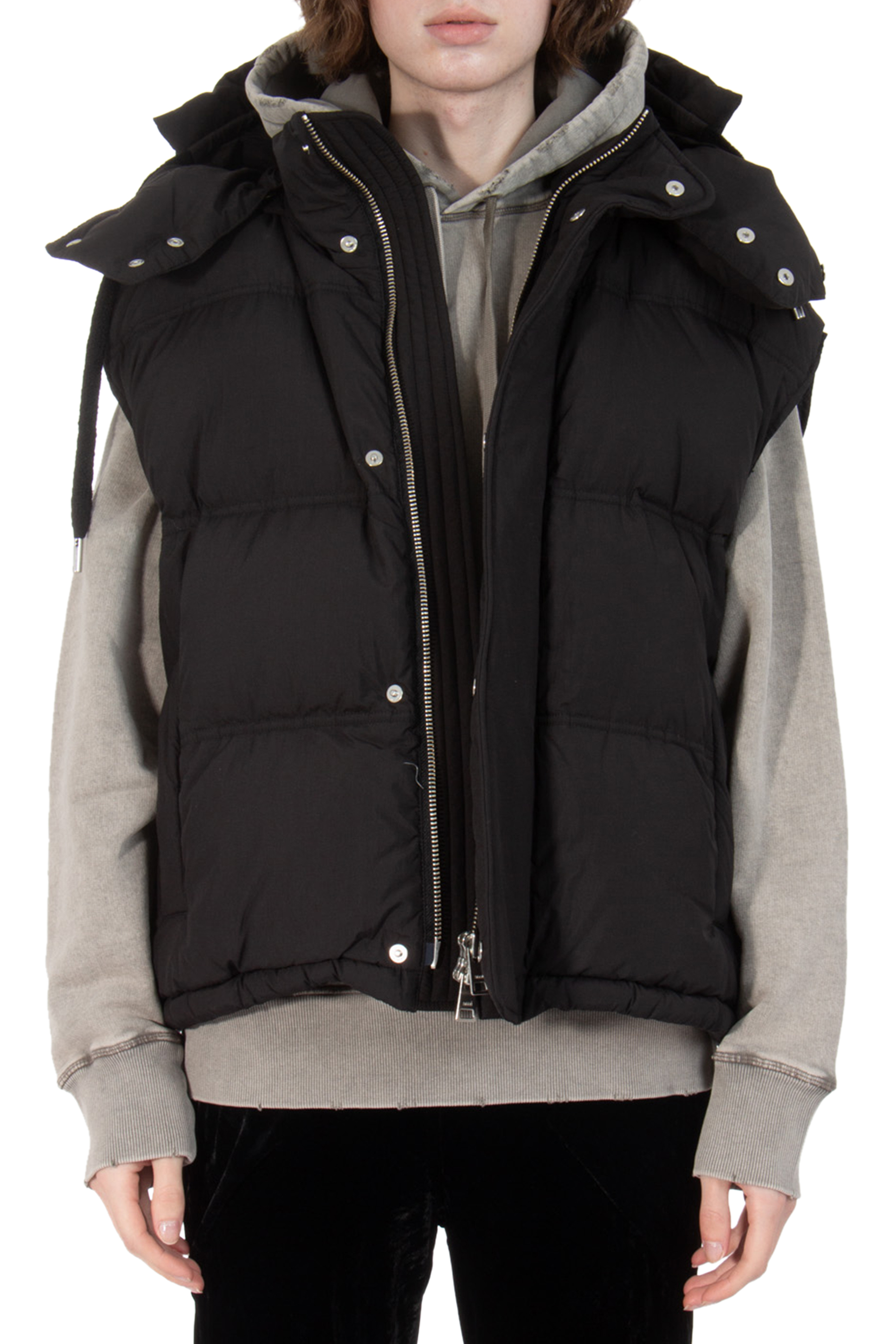 AMI PARIS Hooded Nylon Canvas Down Vest