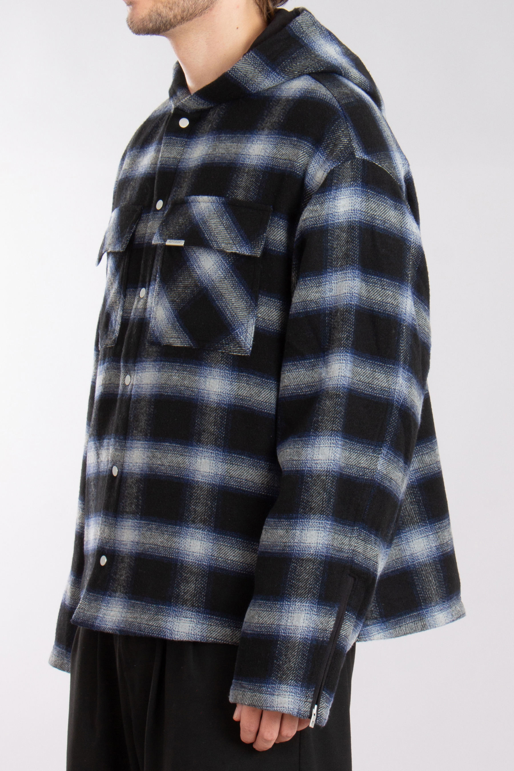 REPRESENT Hooded Checked Flannel Overshirt