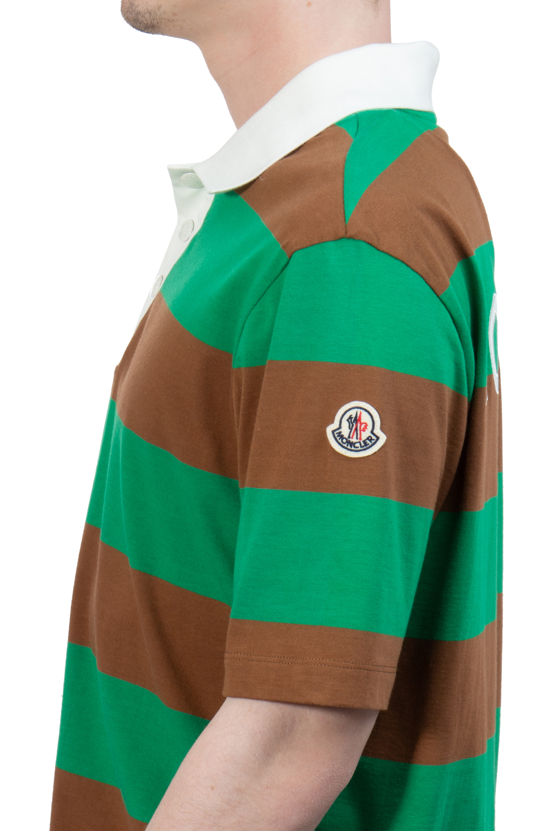 MONCLER Striped Cotton Polo Shirt