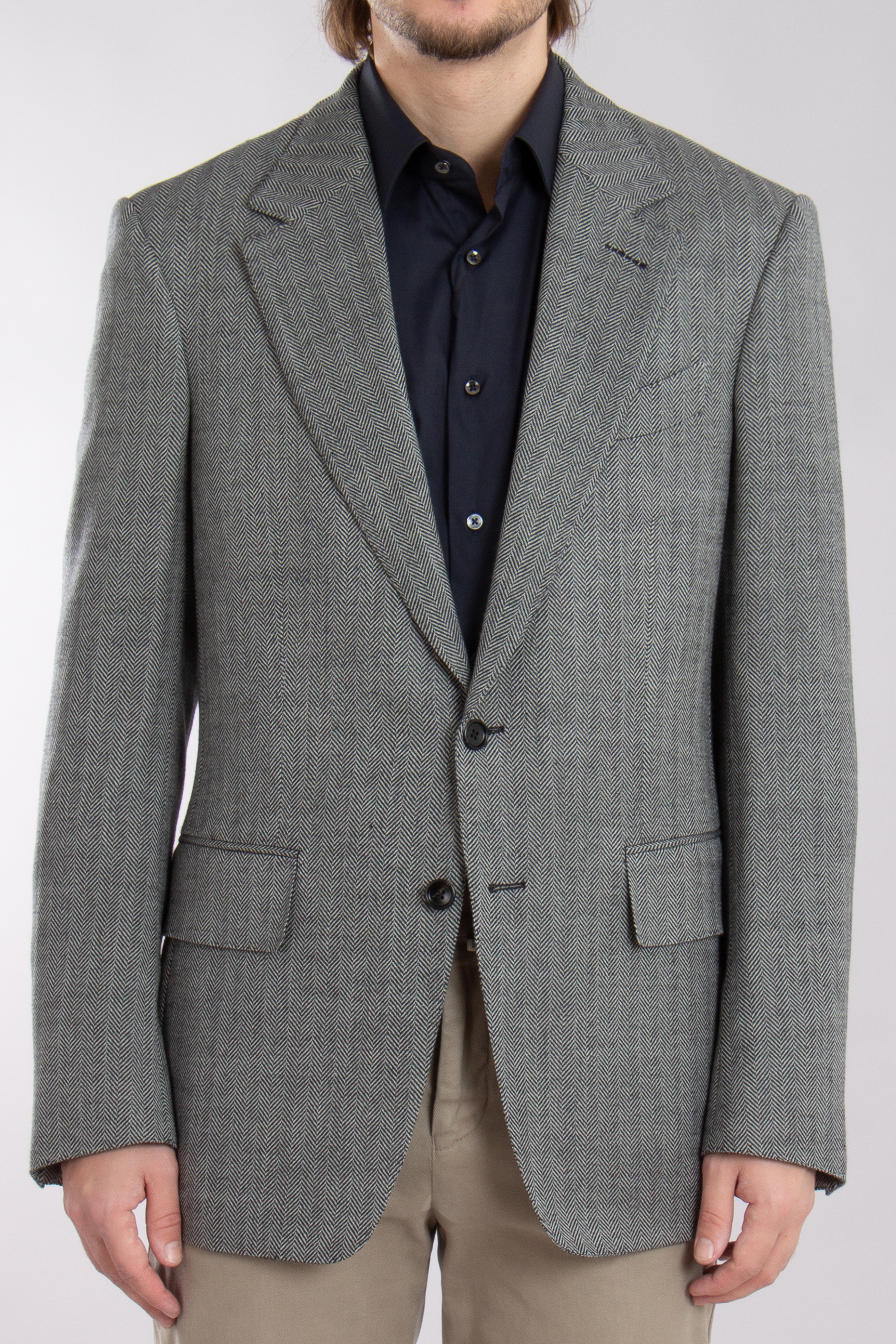 TOM FORD Herringbone Wool-Silk-Linen Blend Jacket Shelton