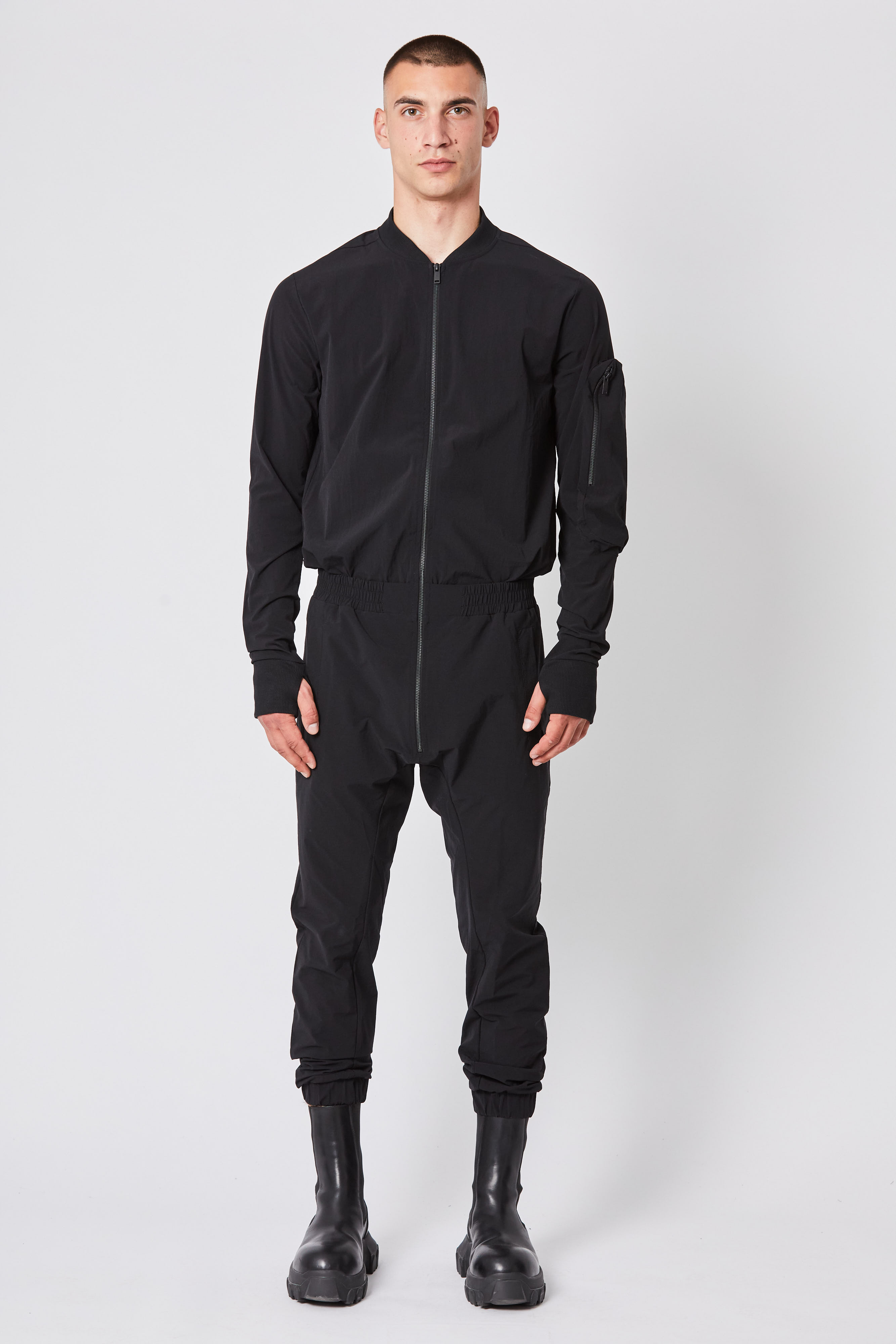 Black nylon jumpsuit online